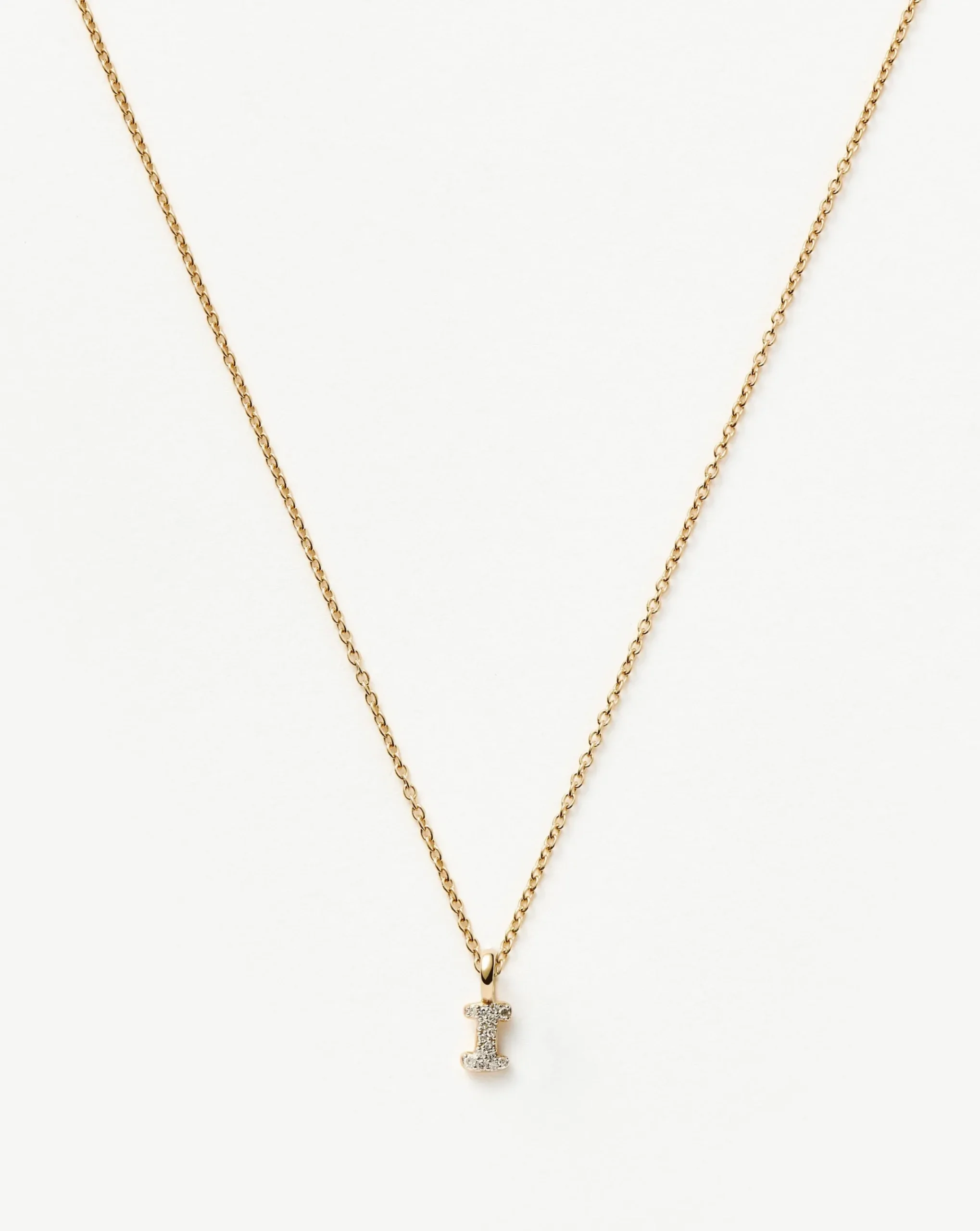 Fine Diamond Initial Mini Pendant Necklace - I