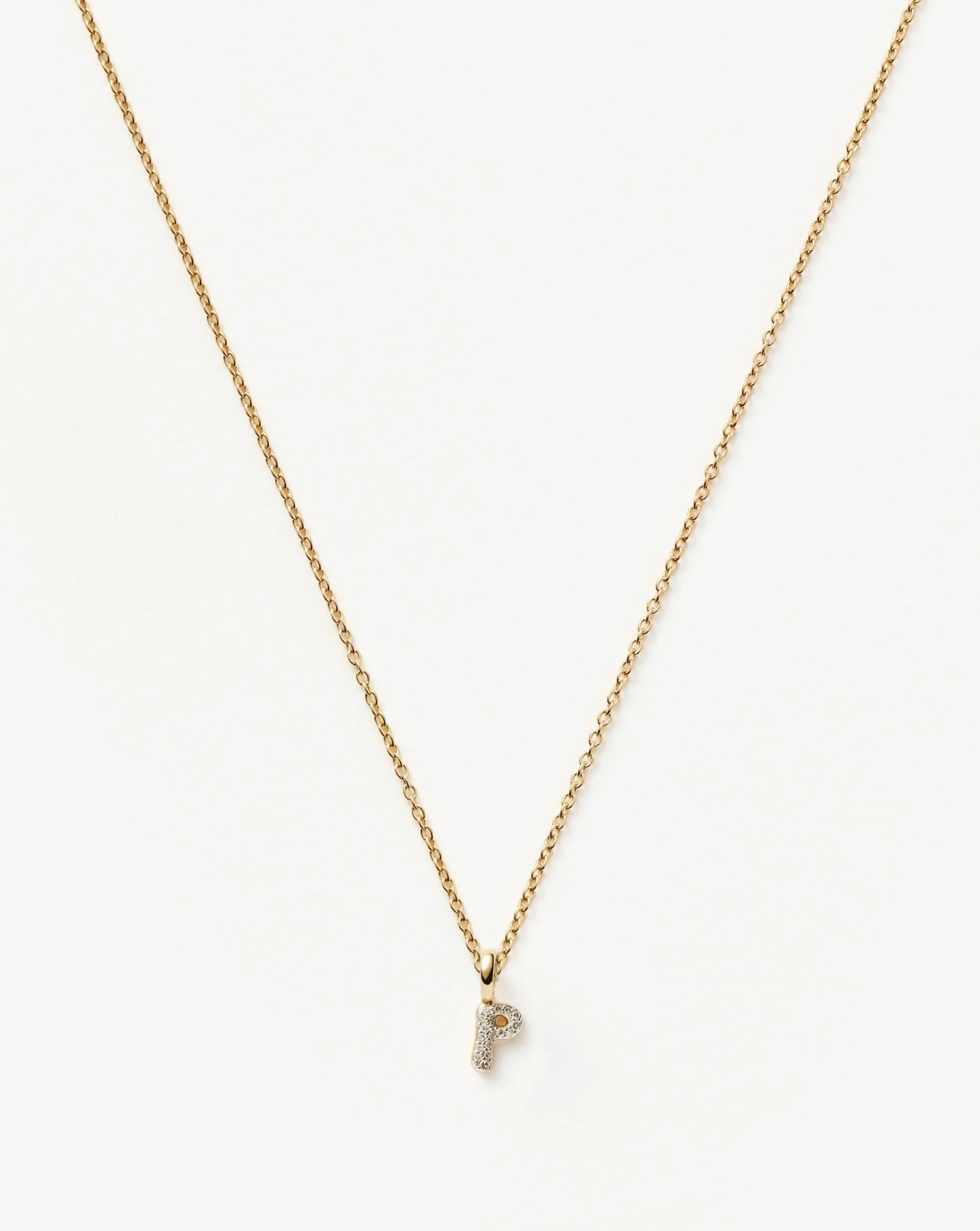 Fine Diamond Initial Mini Pendant Necklace - P