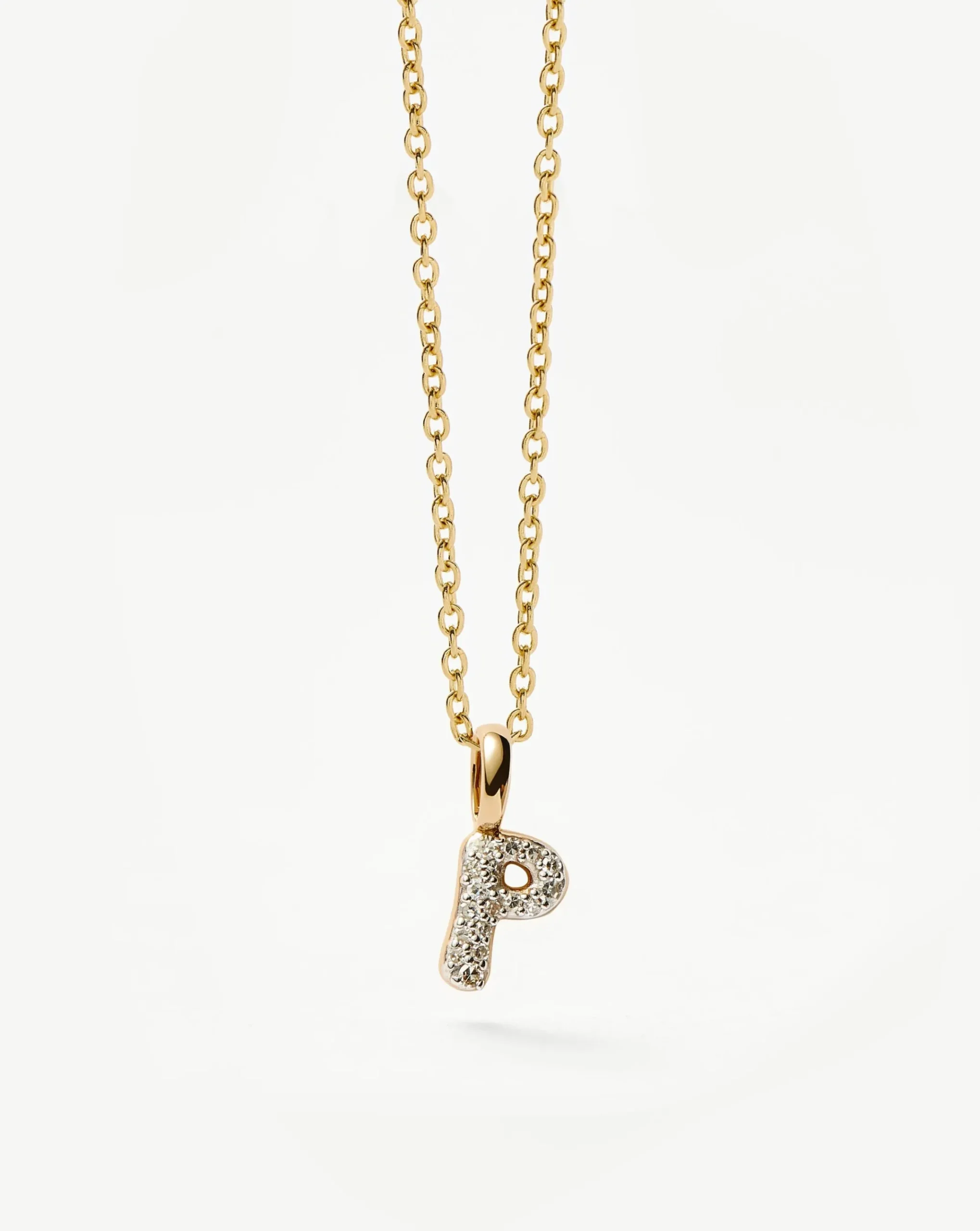 Fine Diamond Initial Mini Pendant Necklace - P