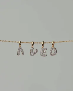 Fine Diamond Initial Mini Pendant Necklace - D