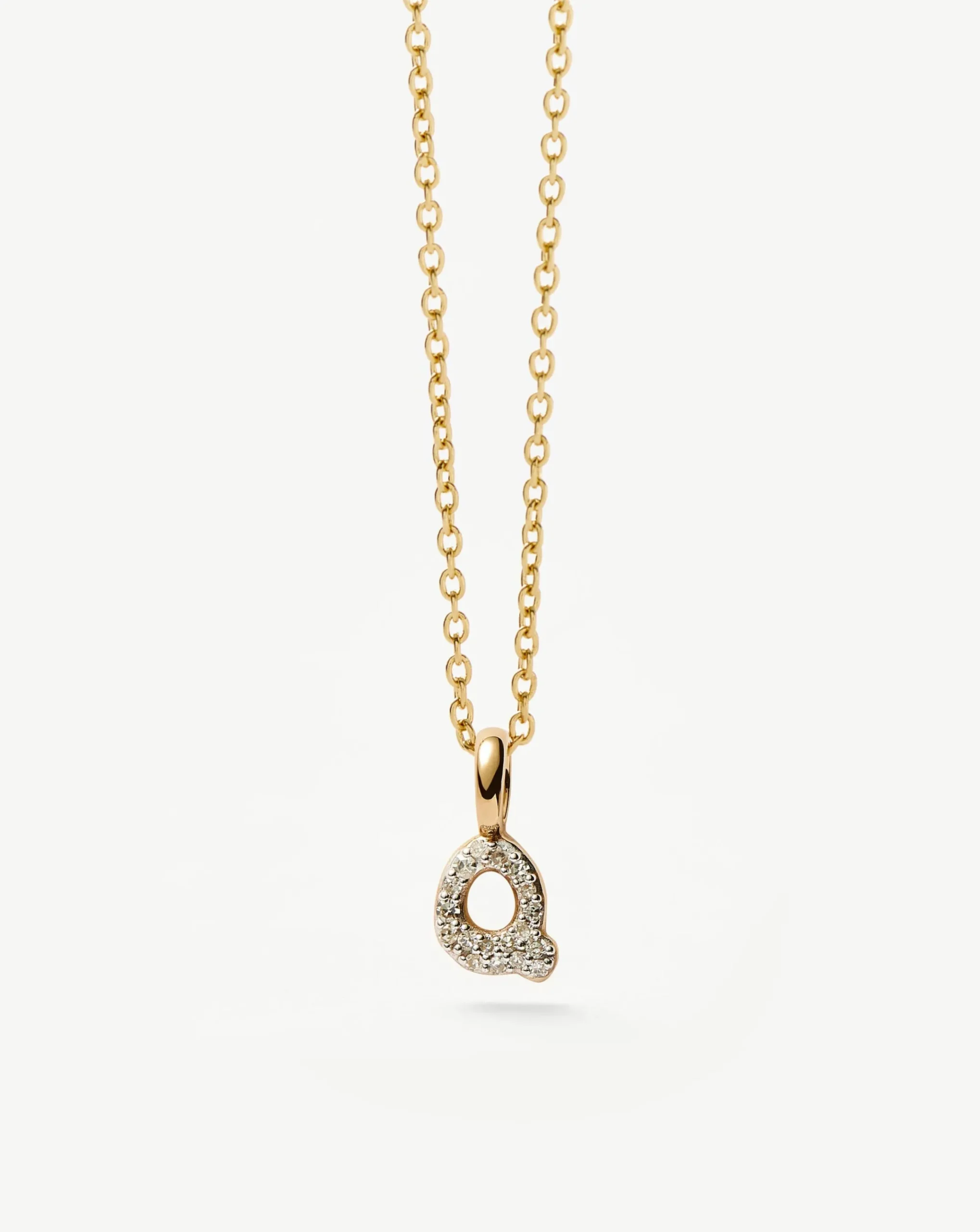 Fine Diamond Initial Mini Pendant Necklace - Q
