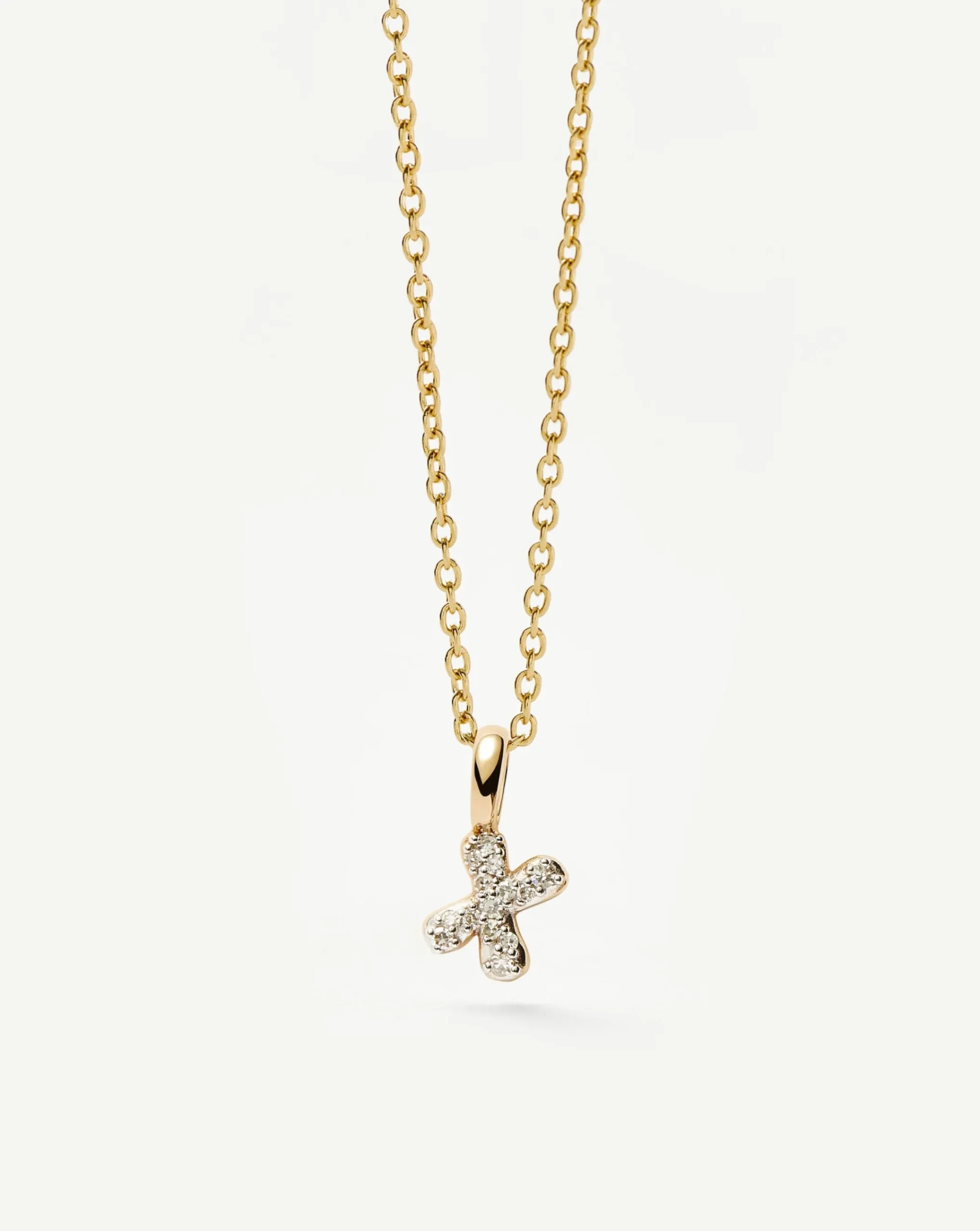 Fine Diamond Initial Mini Pendant Necklace - X