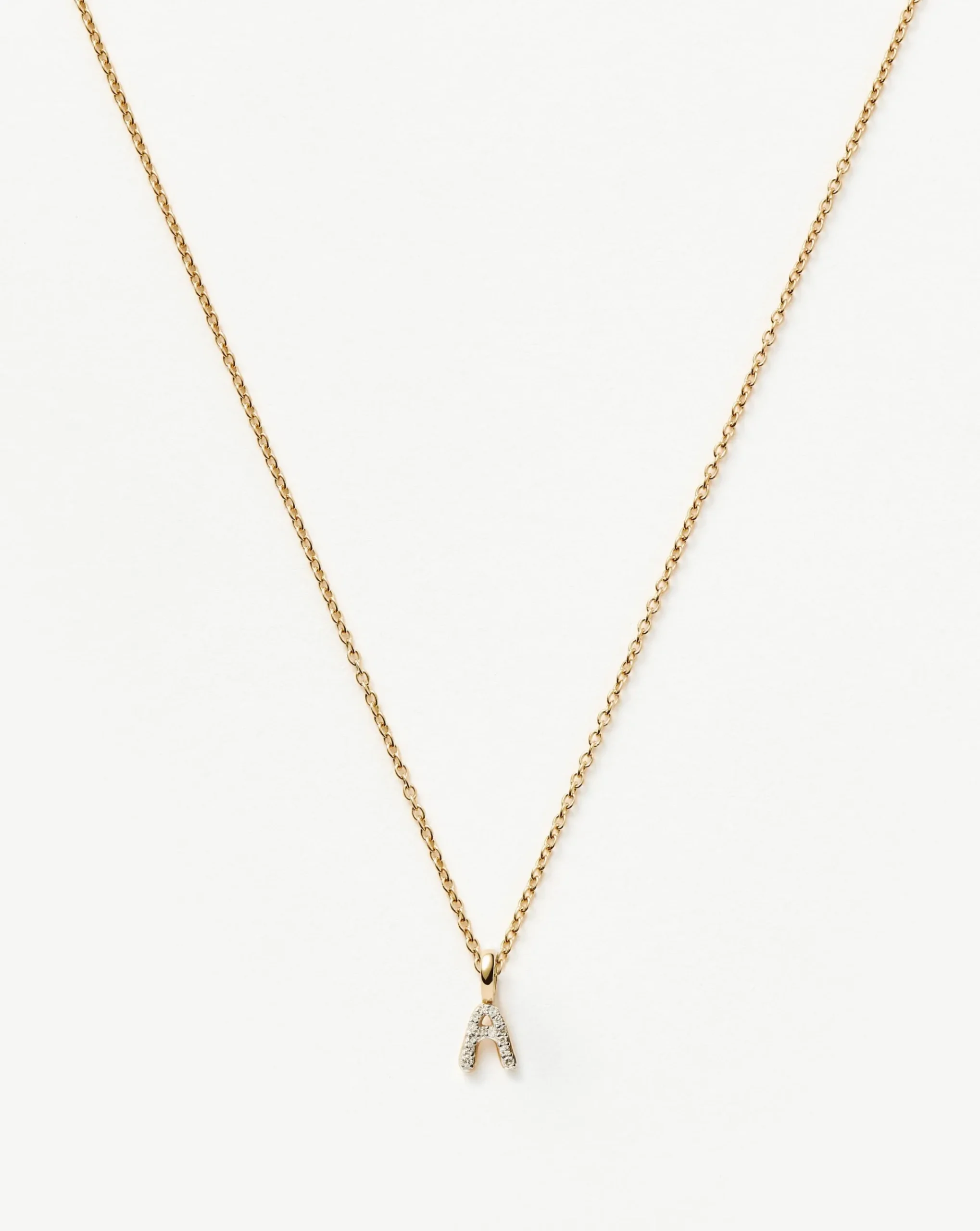 Fine Diamond Initial Mini Pendant Necklace - A