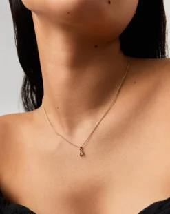 Fine Diamond Initial Mini Pendant Necklace - A