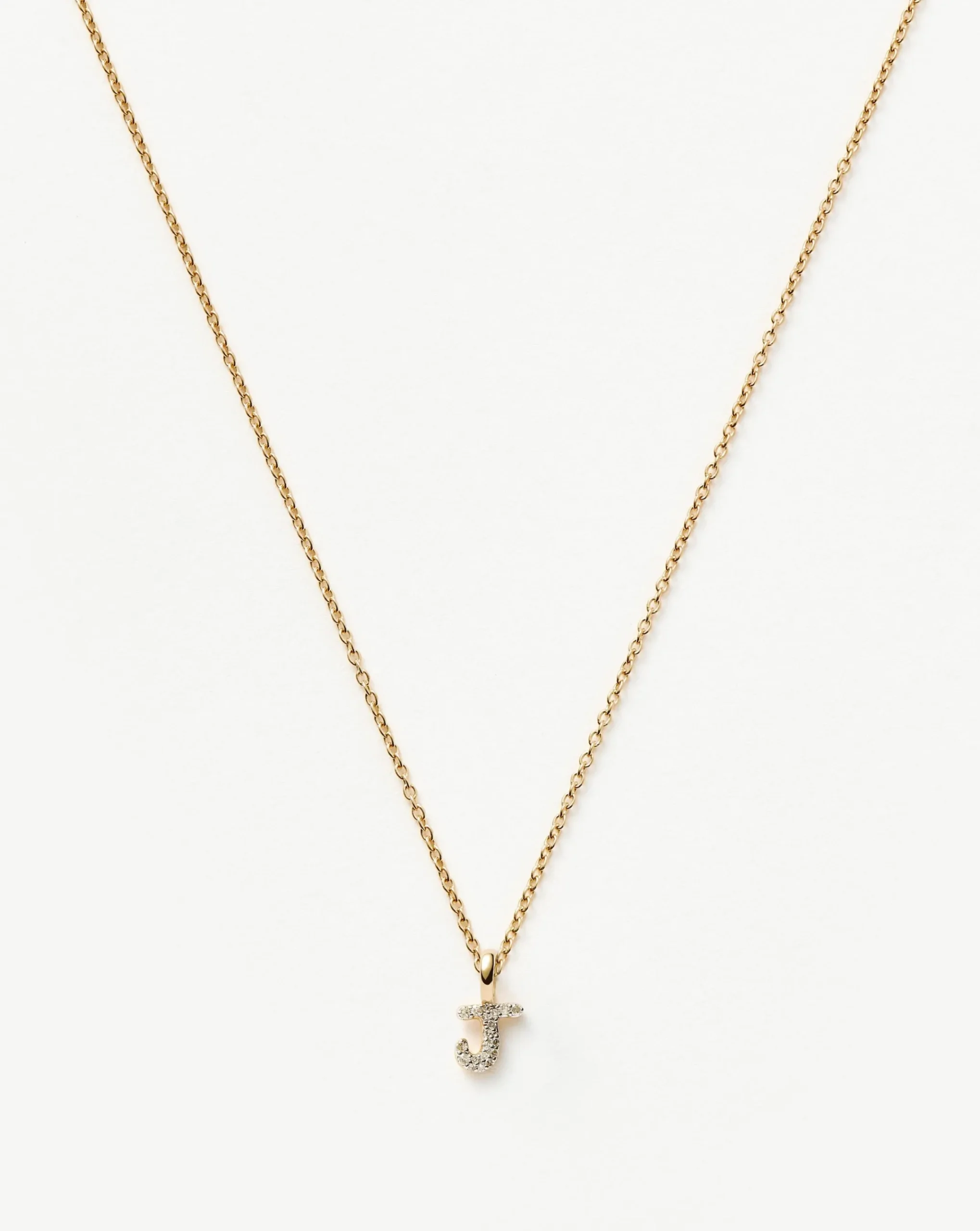 Fine Diamond Initial Mini Pendant Necklace - J