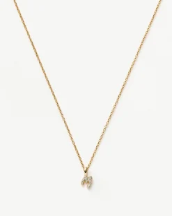 Fine Diamond Initial Mini Pendant Necklace - M