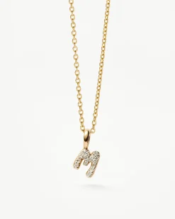 Fine Diamond Initial Mini Pendant Necklace - M