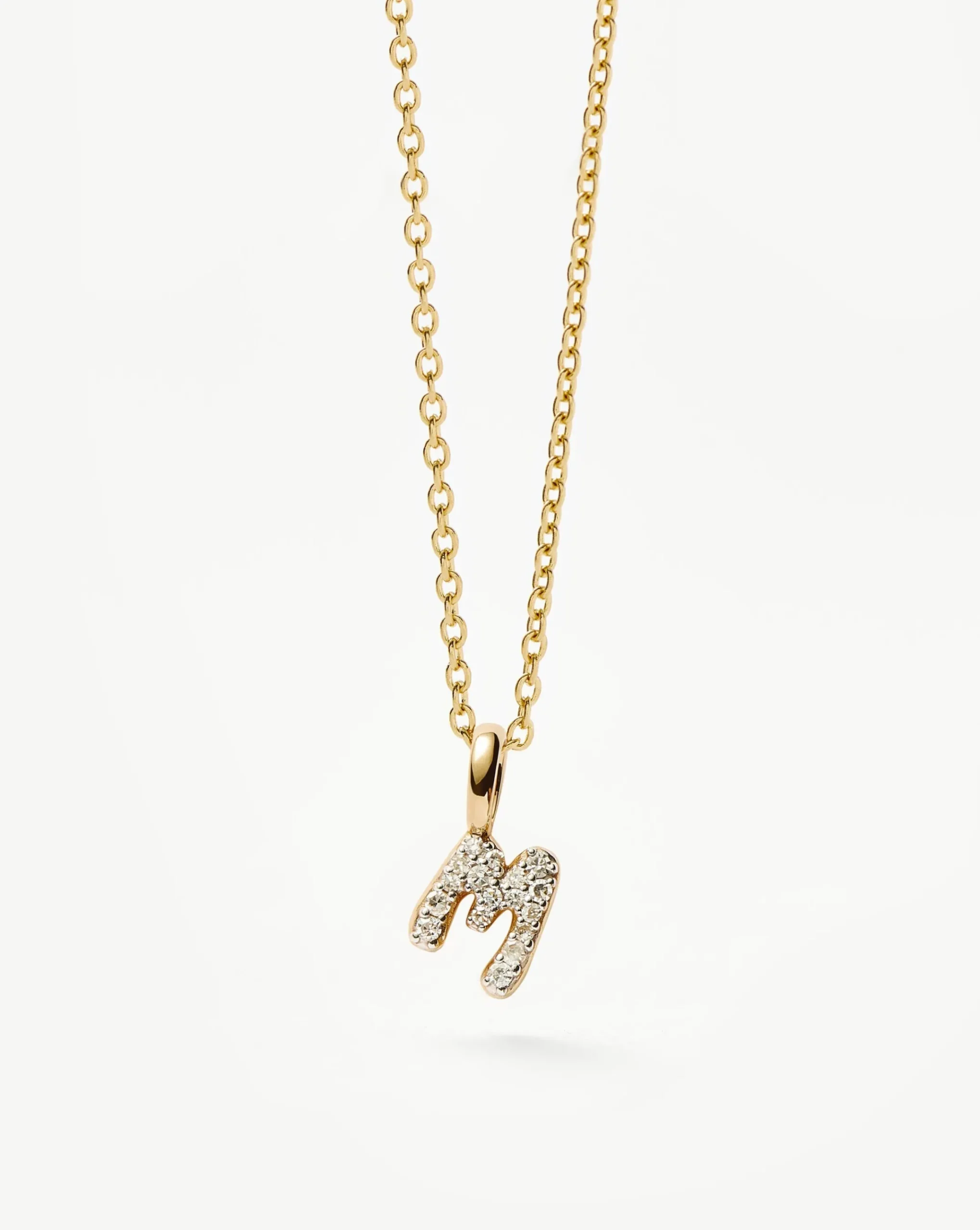 Fine Diamond Initial Mini Pendant Necklace - M