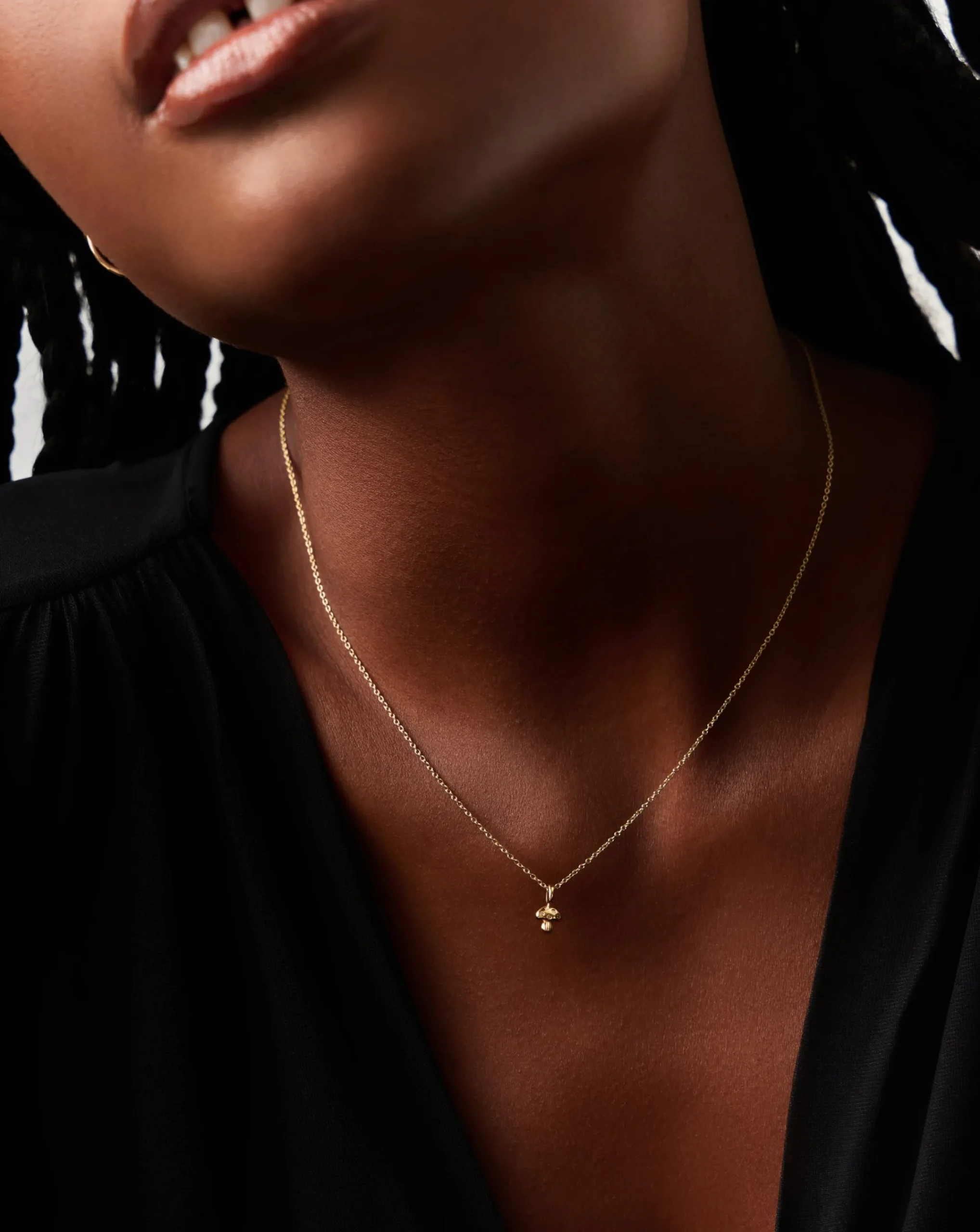 Fine Diamond Mushroom Mini Pendant Necklace