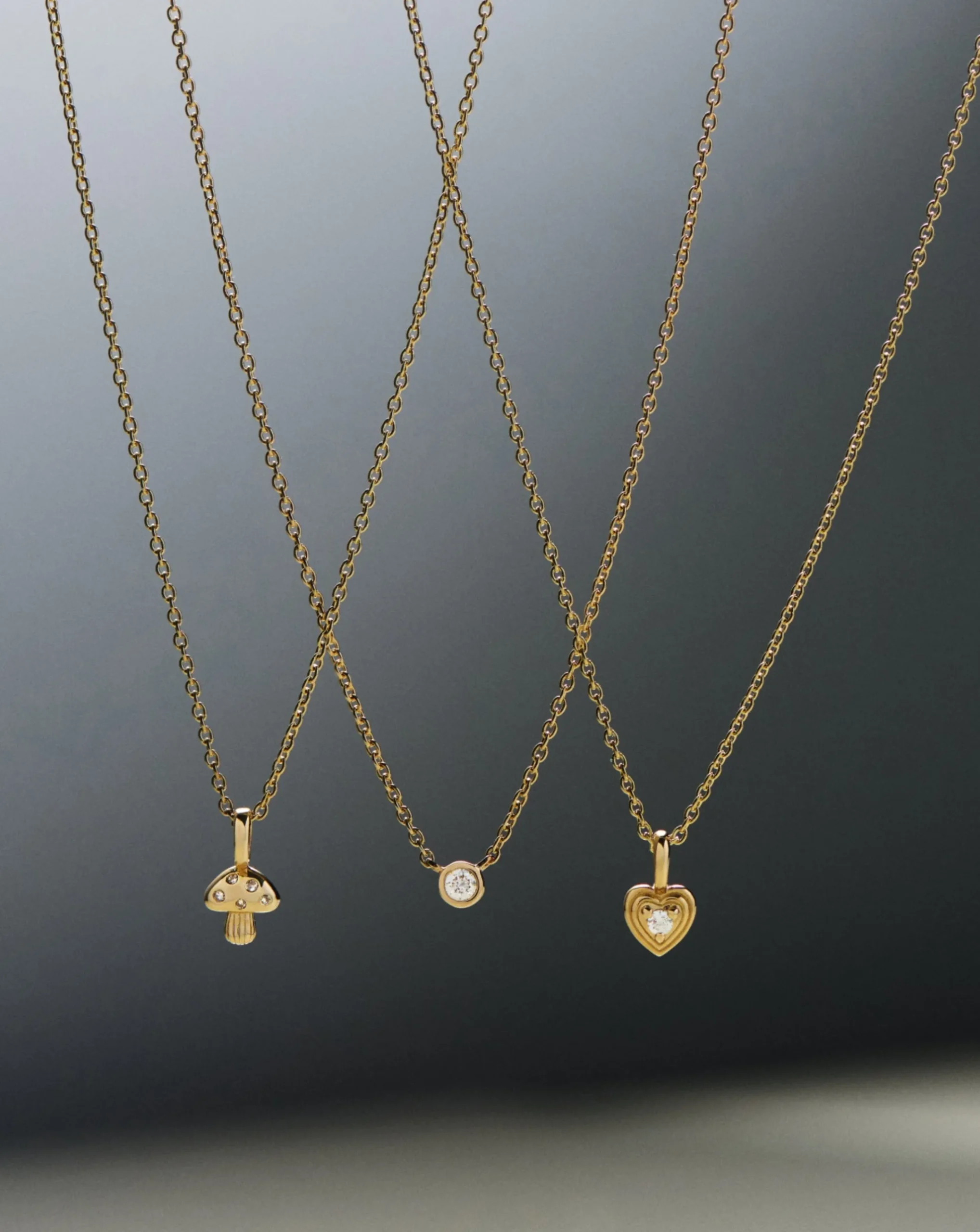 Fine Diamond Mushroom Mini Pendant Necklace