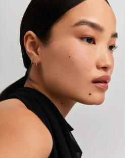Fine Diamond Ovate Mini Hoop Earrings