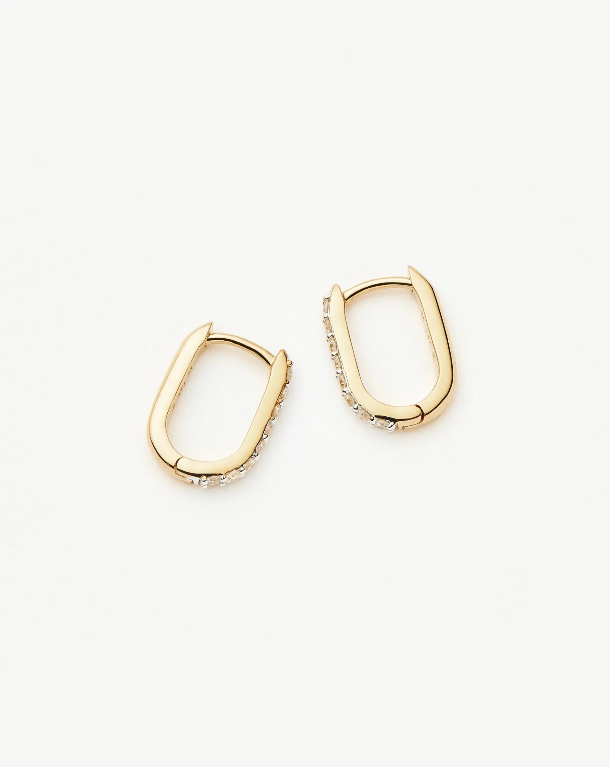 Fine Diamond Ovate Mini Hoop Earrings