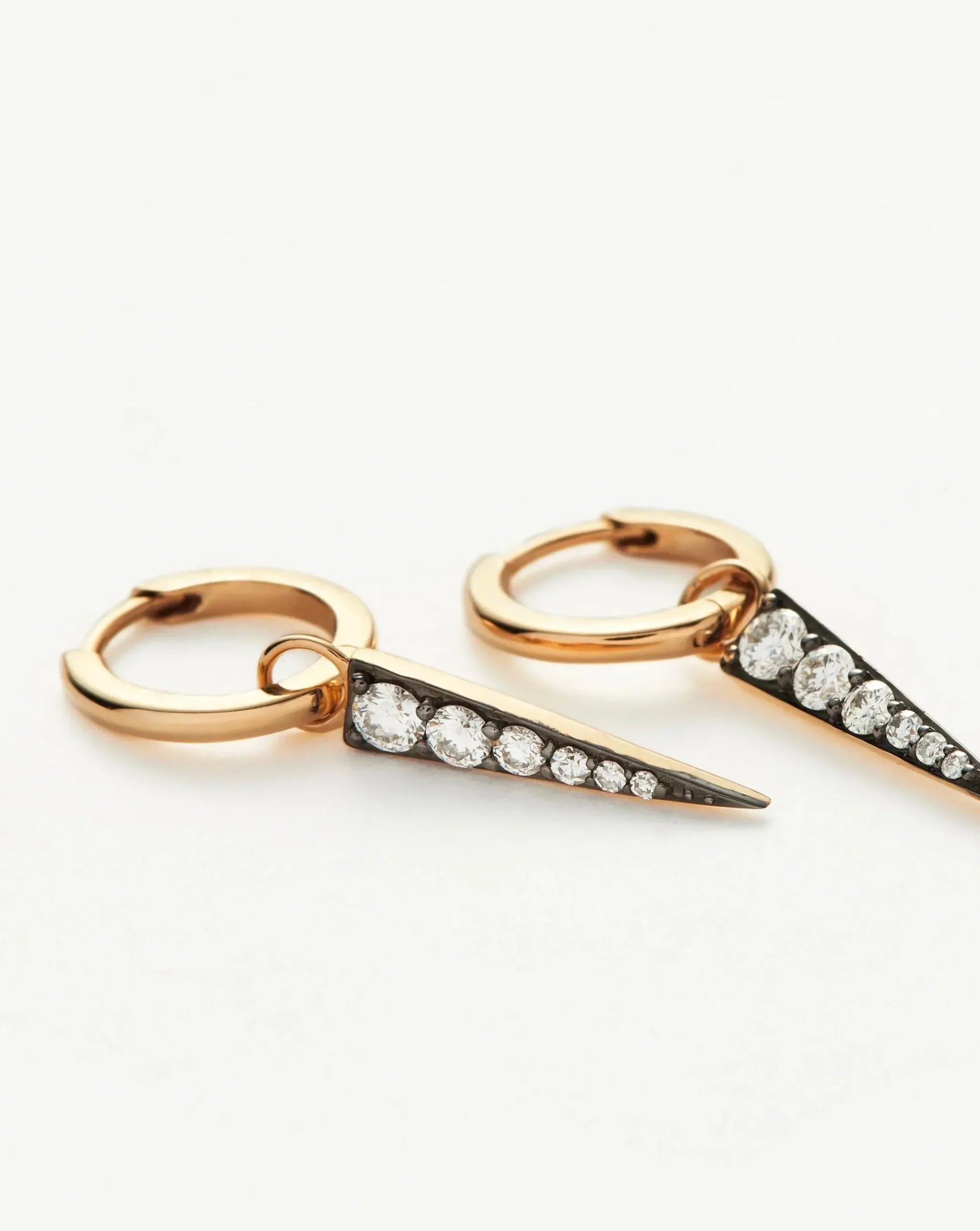 Fine Diamond Spike Charm Hoop Earrings