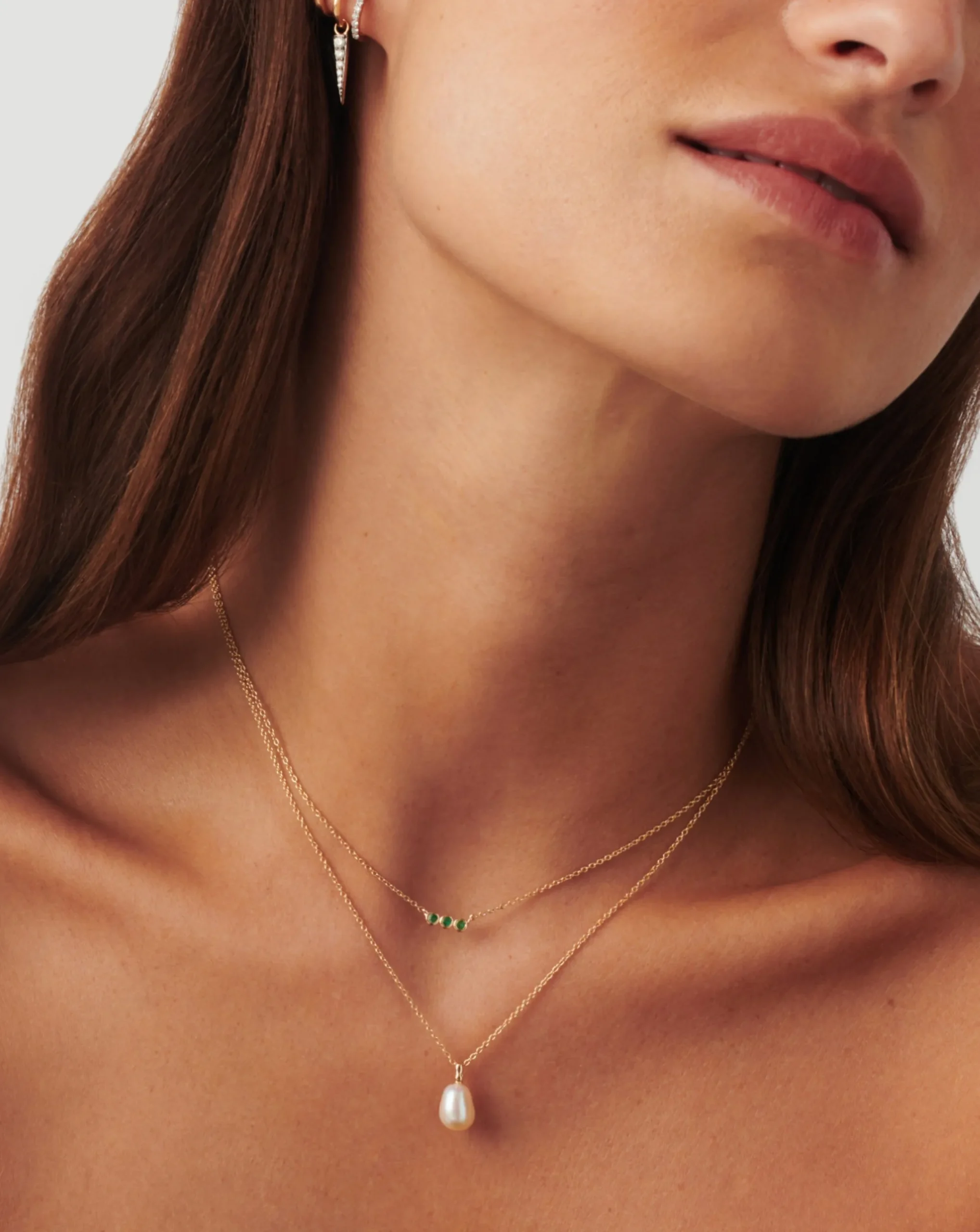 Fine Emerald Solitaire Trio Necklace