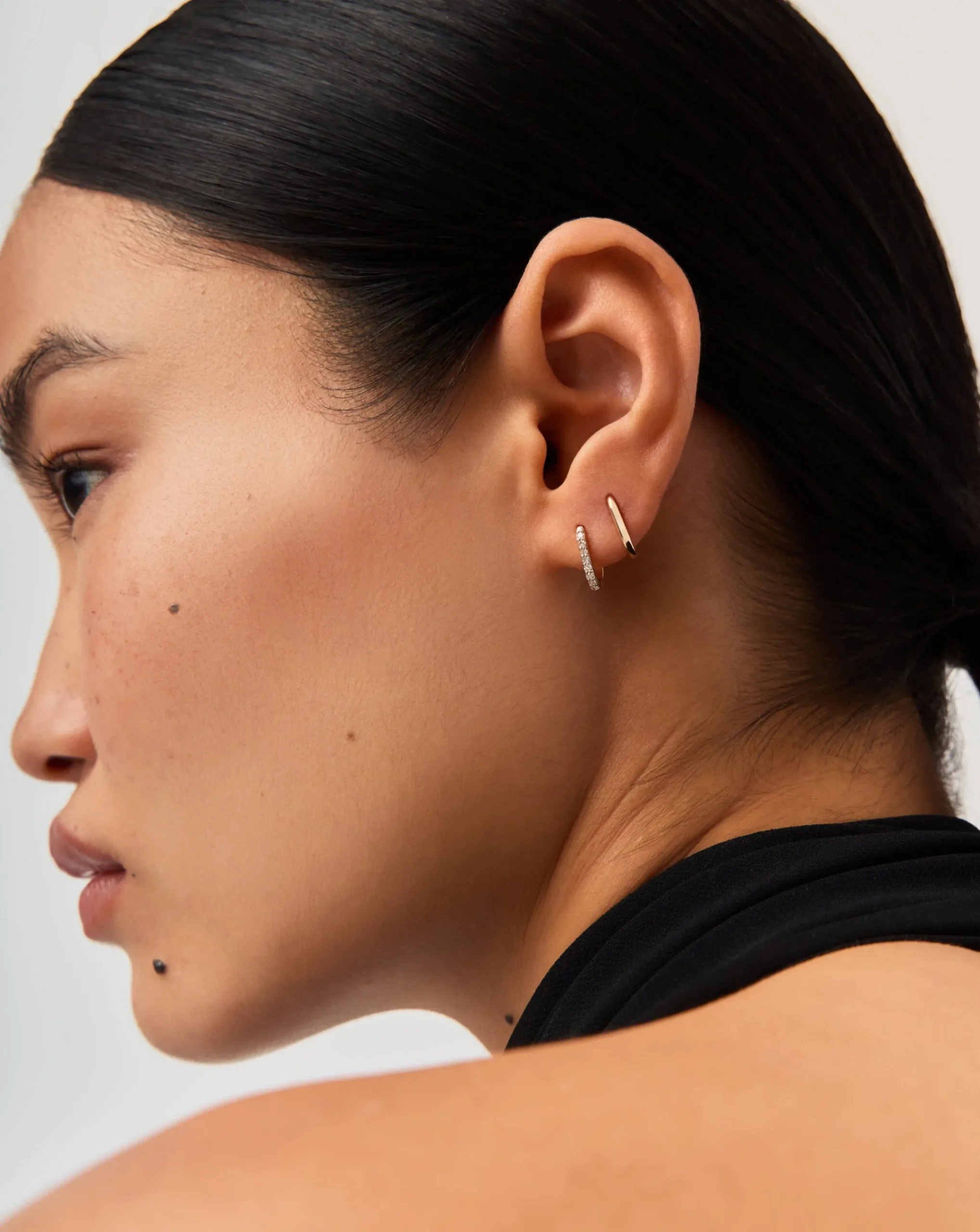 Fine Ovate Mini Hoop Earrings