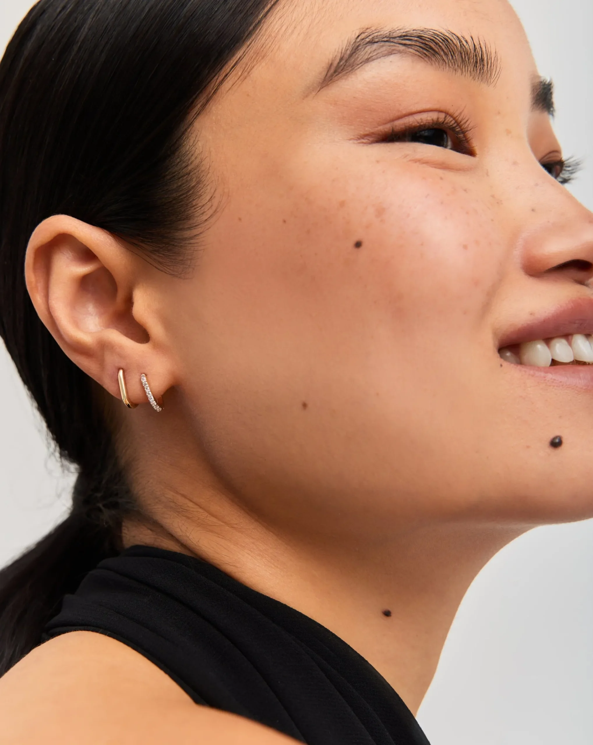 Fine Ovate Mini Hoop Earrings