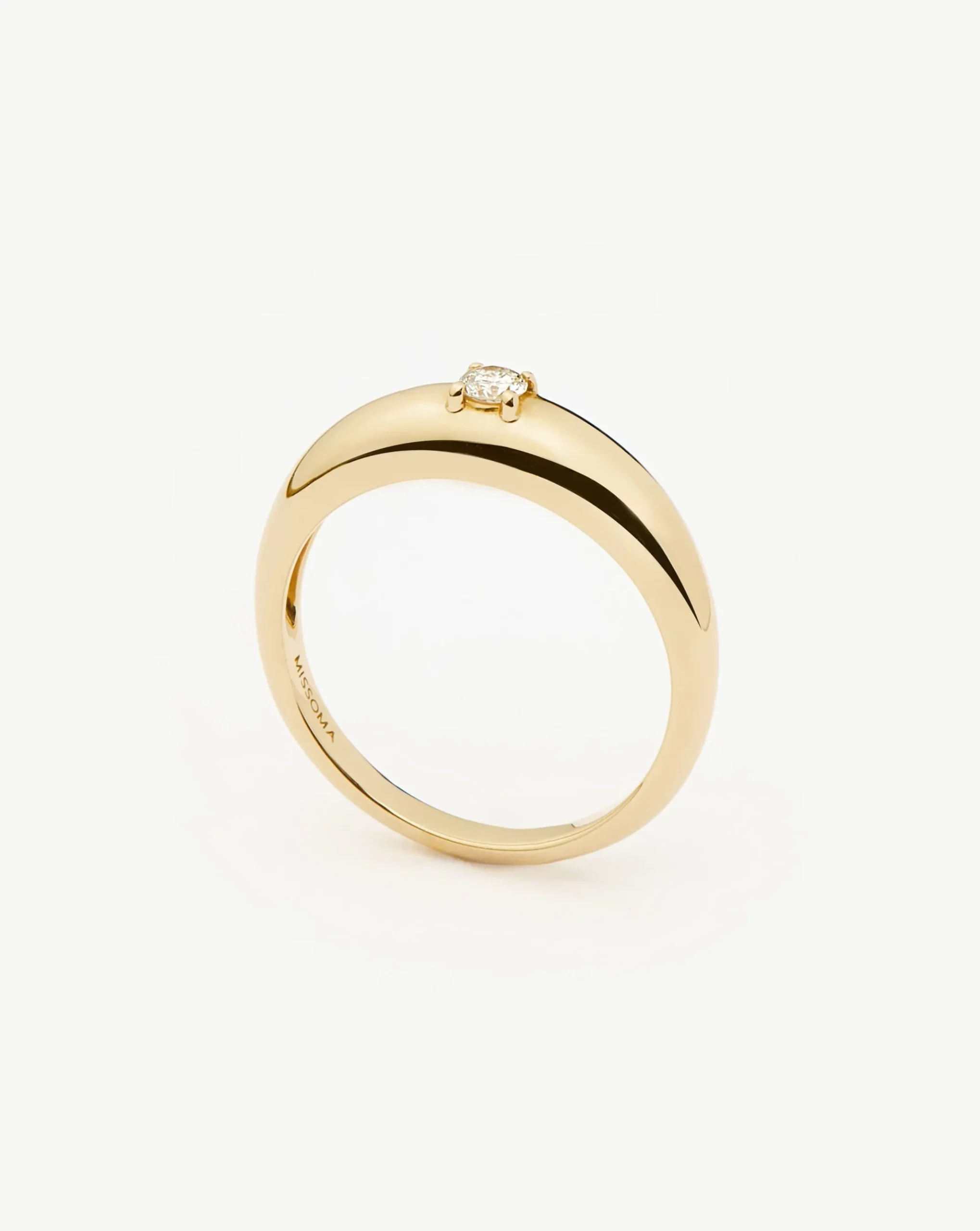 Fine Single Diamond Classic Dome Ring