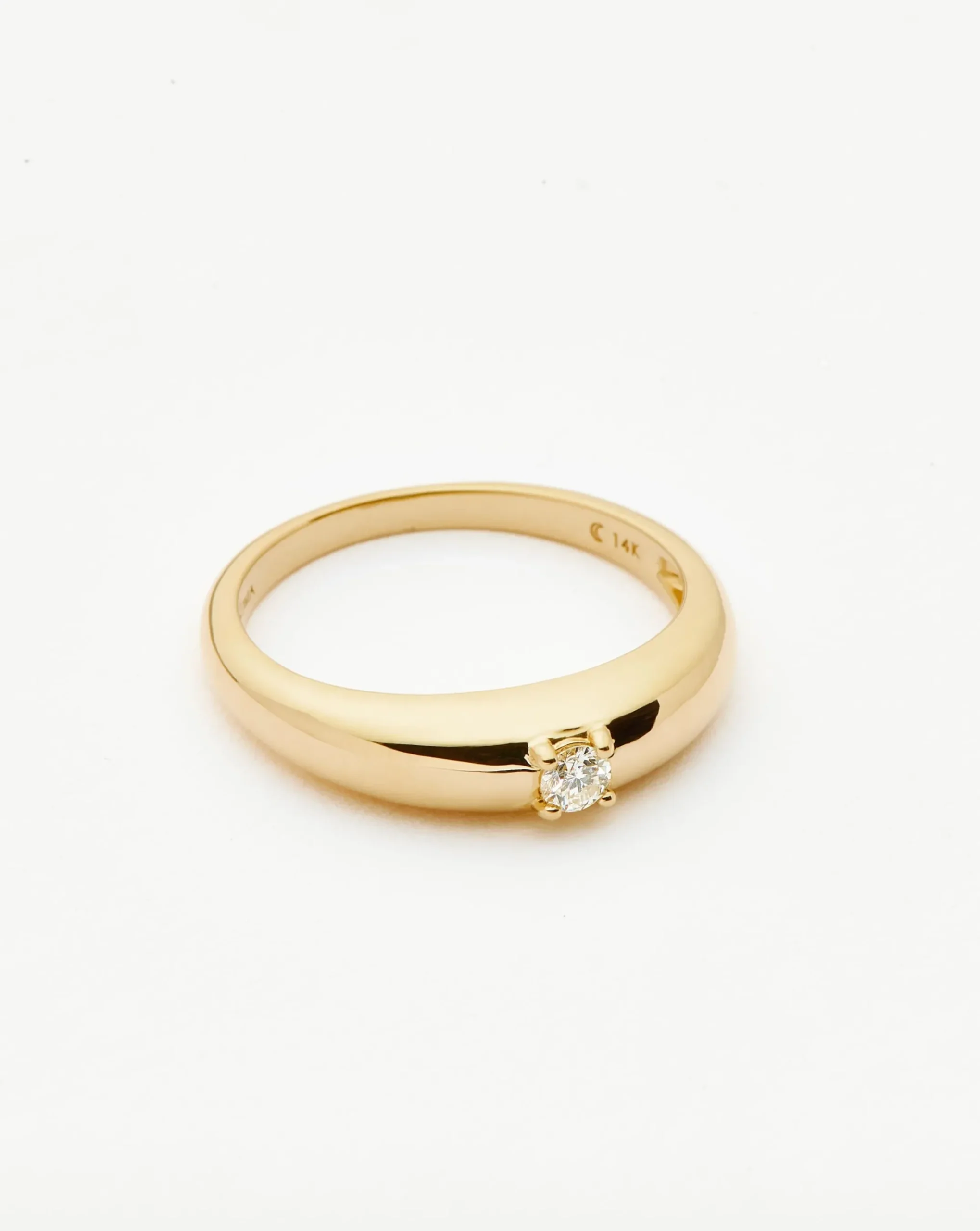 Fine Single Diamond Classic Dome Ring