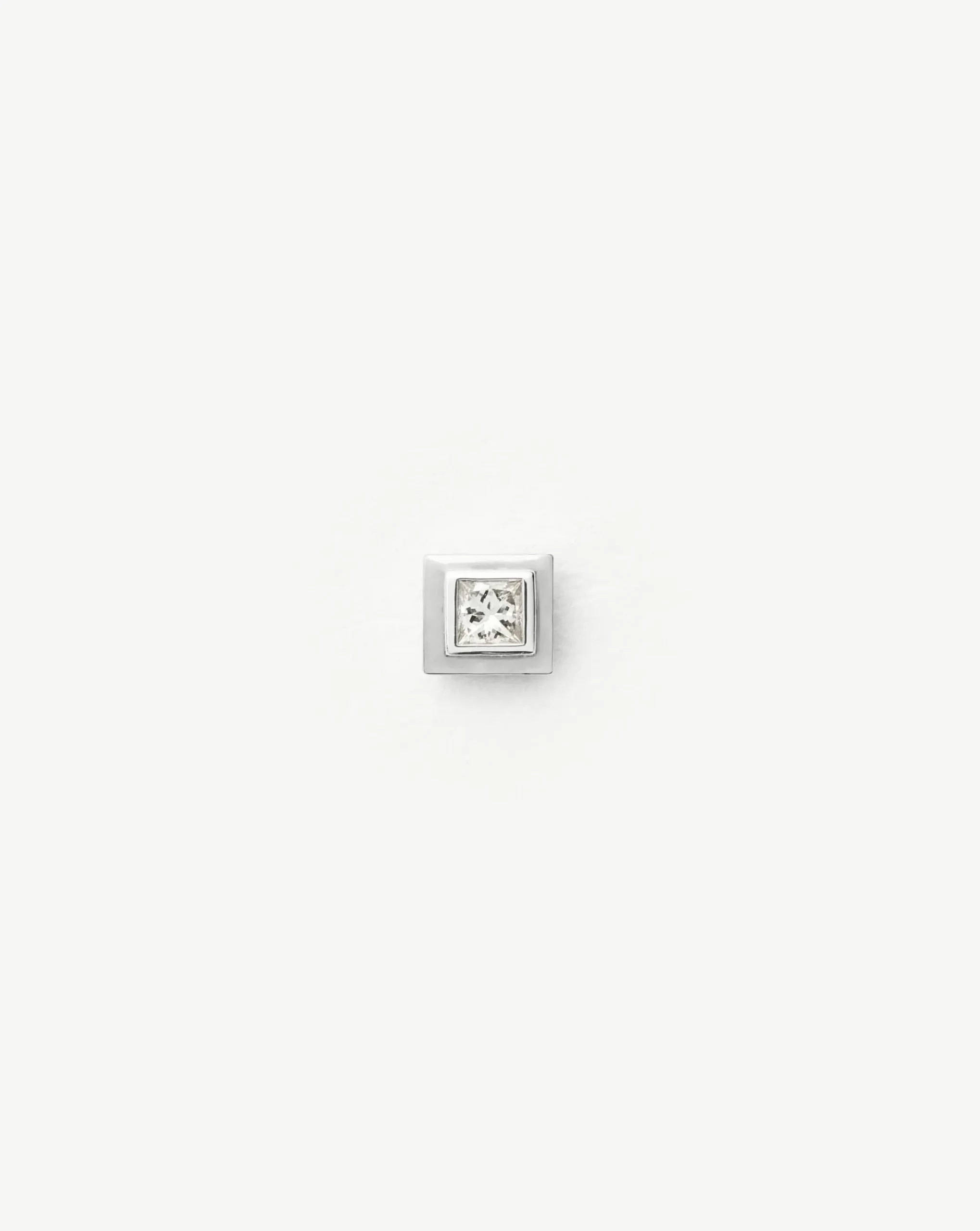 Fine Square Solitaire Flat Back Stud Earring