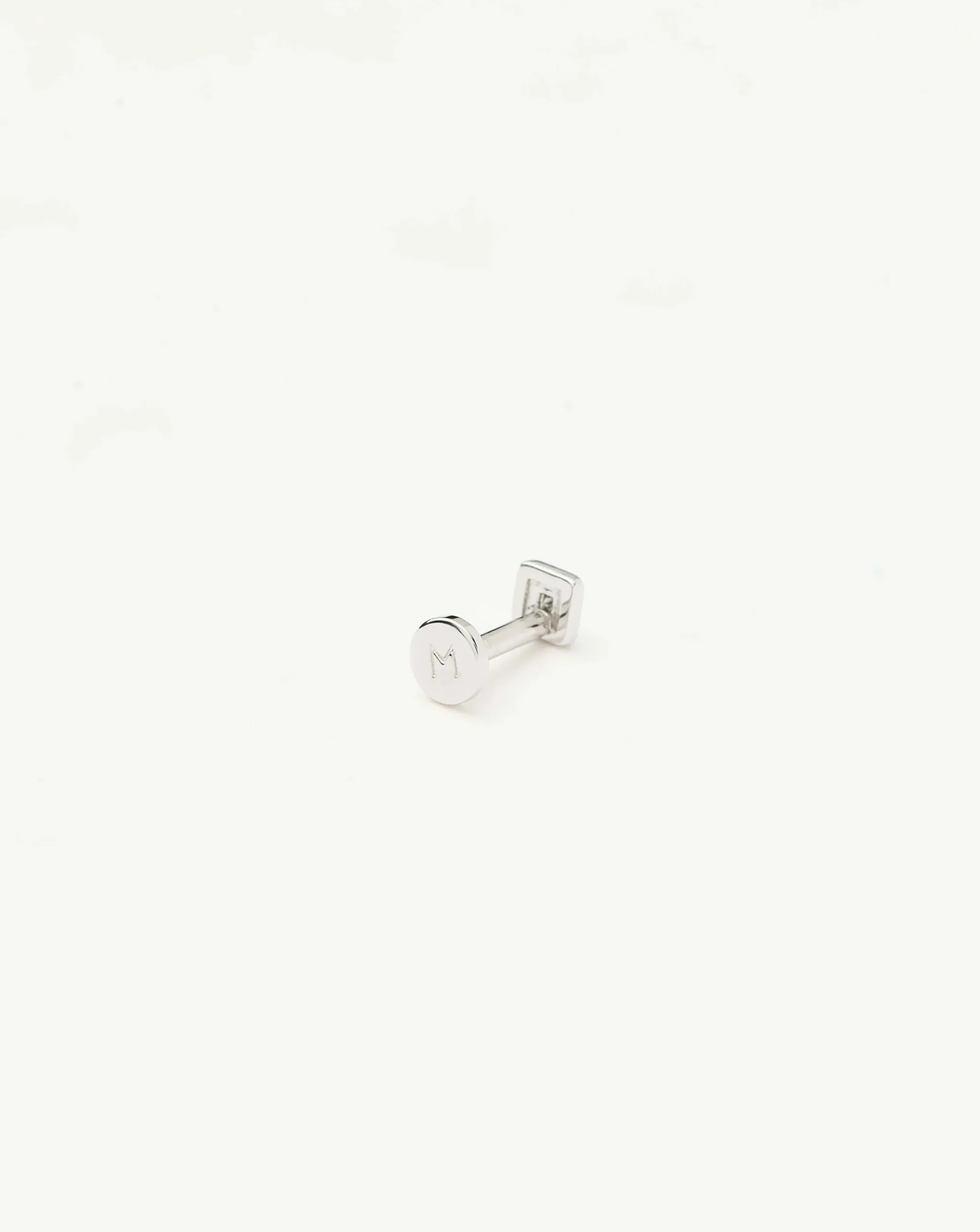 Fine Square Solitaire Flat Back Stud Earring
