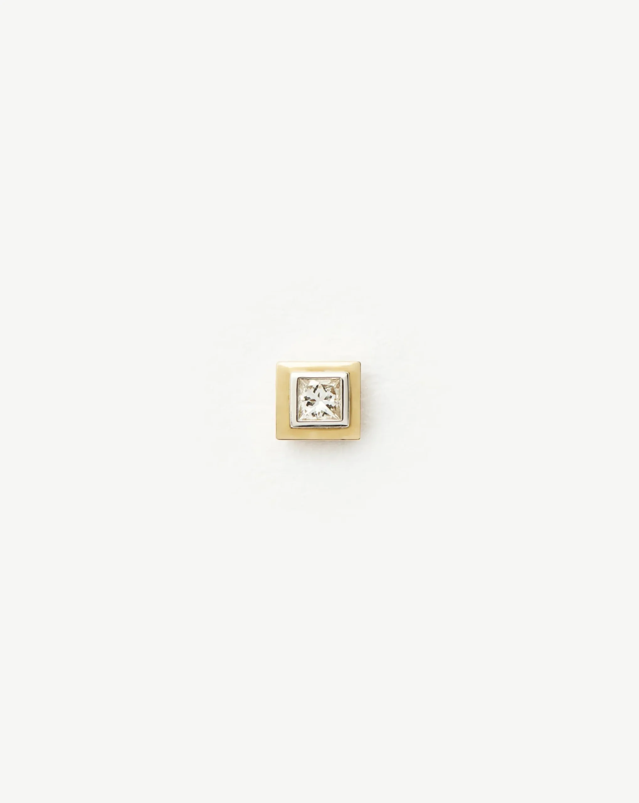 Fine Square Solitaire Flat Back Stud Earring