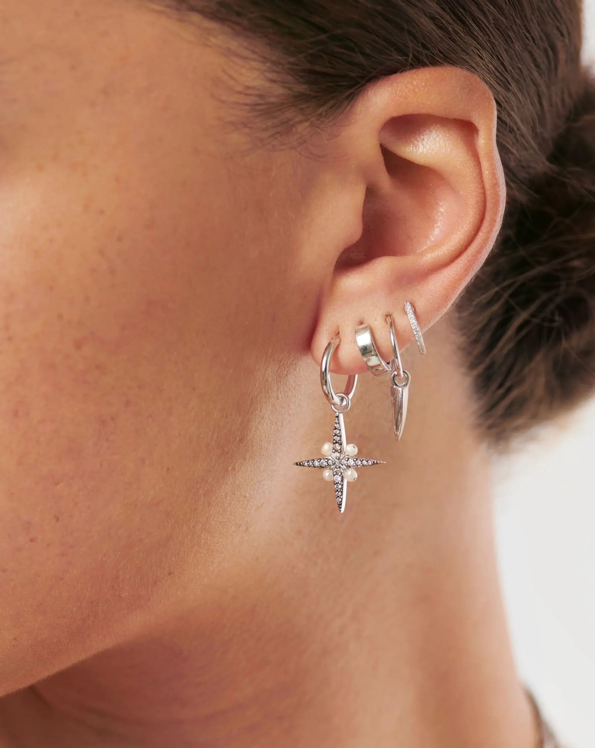 Harris Reed North Star Pearl Hoop Earrings