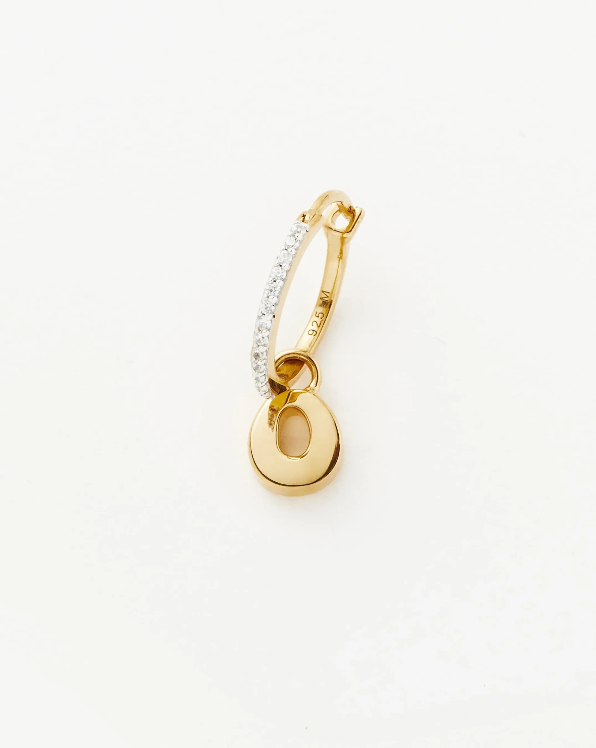 Initial Single Charm Hoop Earring - Initial O