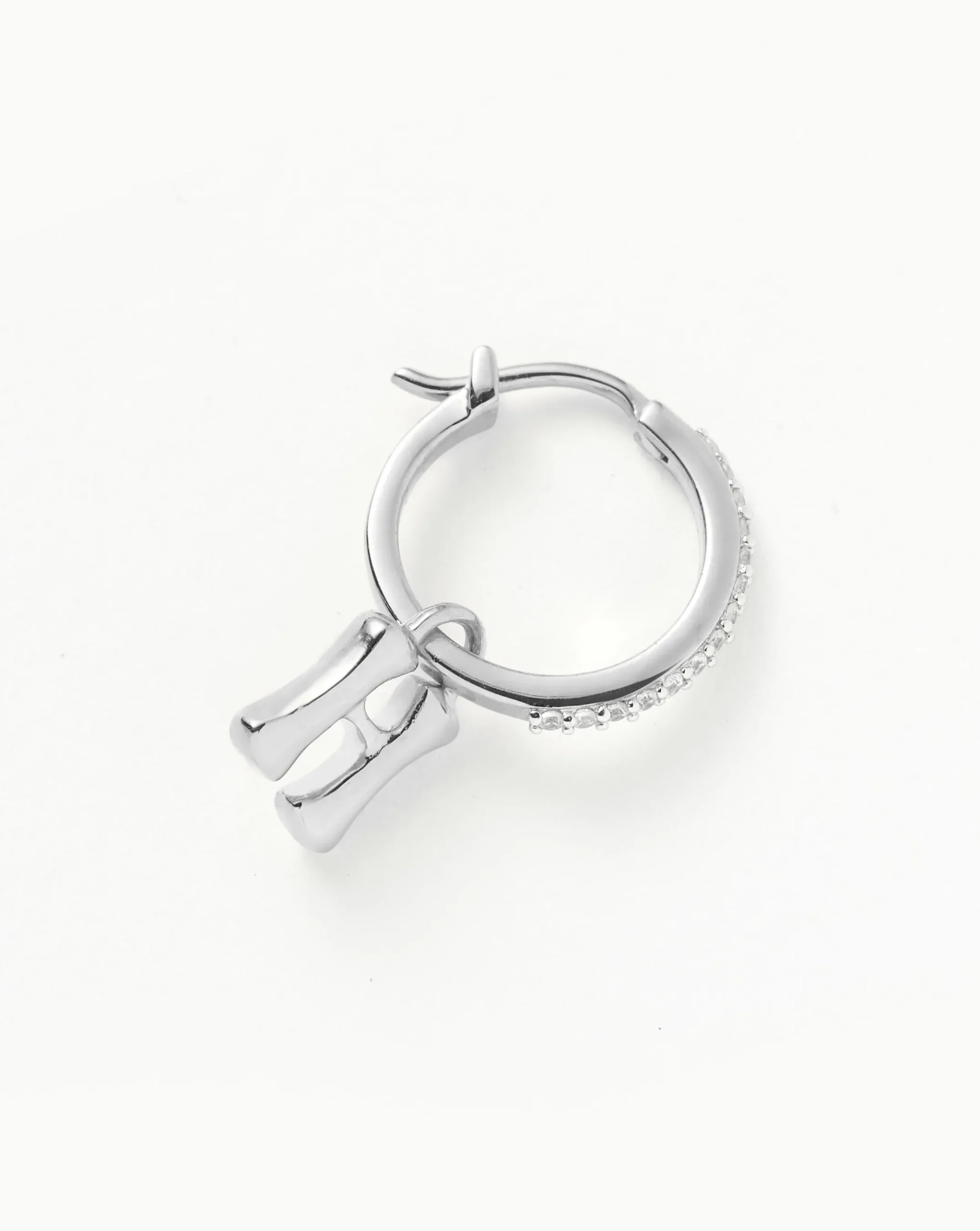 Initial Single Charm Hoop Earring - Initial H