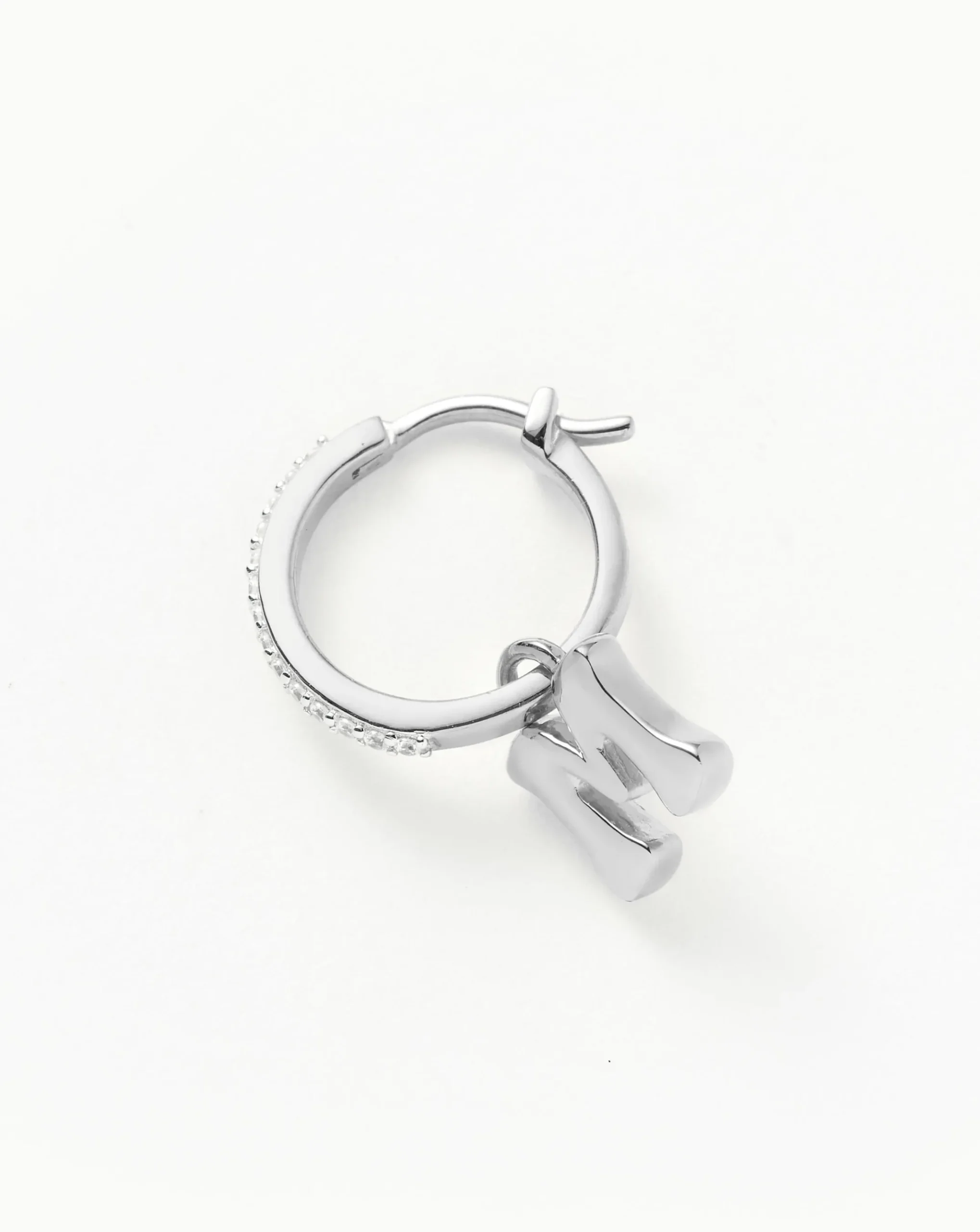 Initial Single Charm Hoop Earring - Initial M