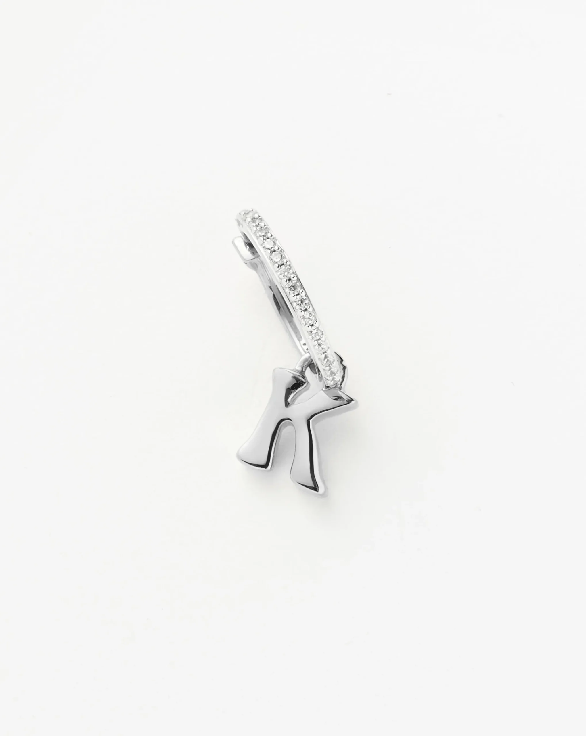 Initial Single Charm Hoop Earring - Initial K