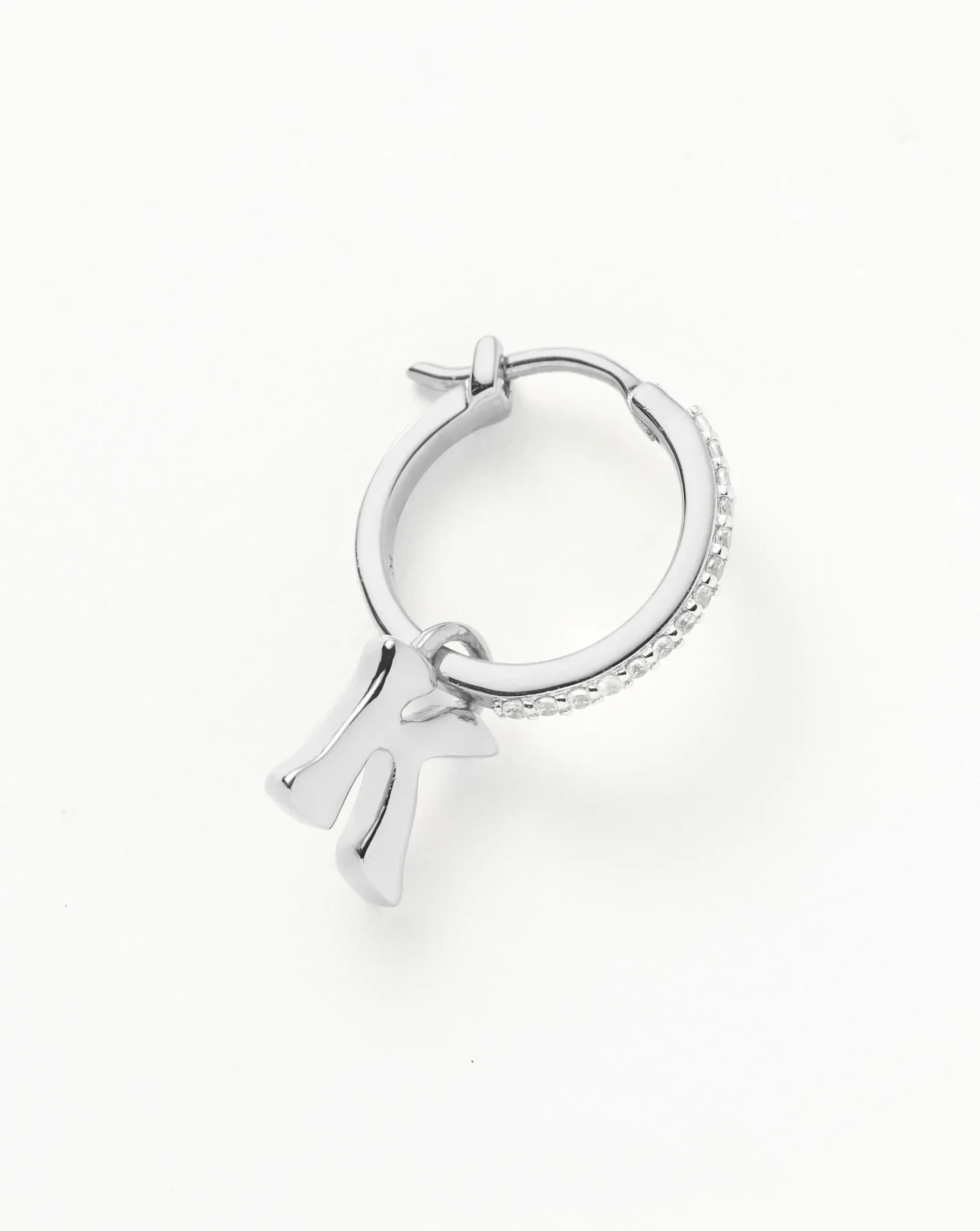 Initial Single Charm Hoop Earring - Initial K
