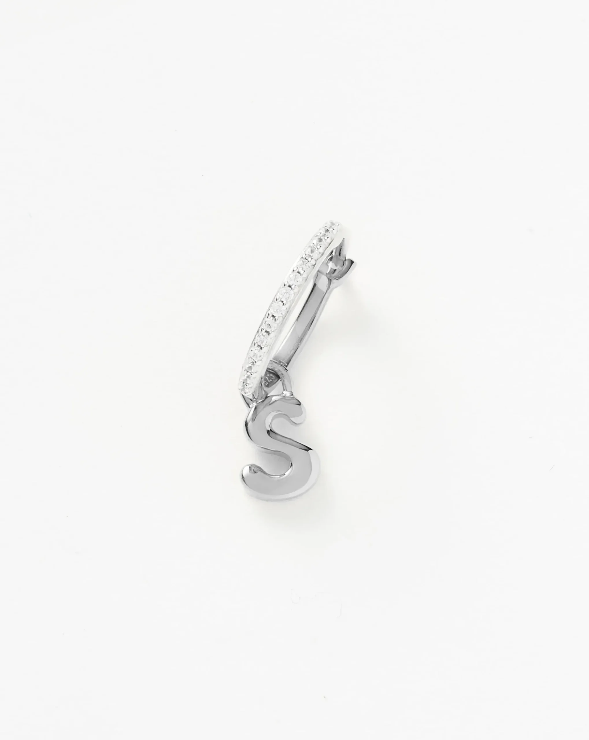 Initial Single Charm Hoop Earring - Initial S