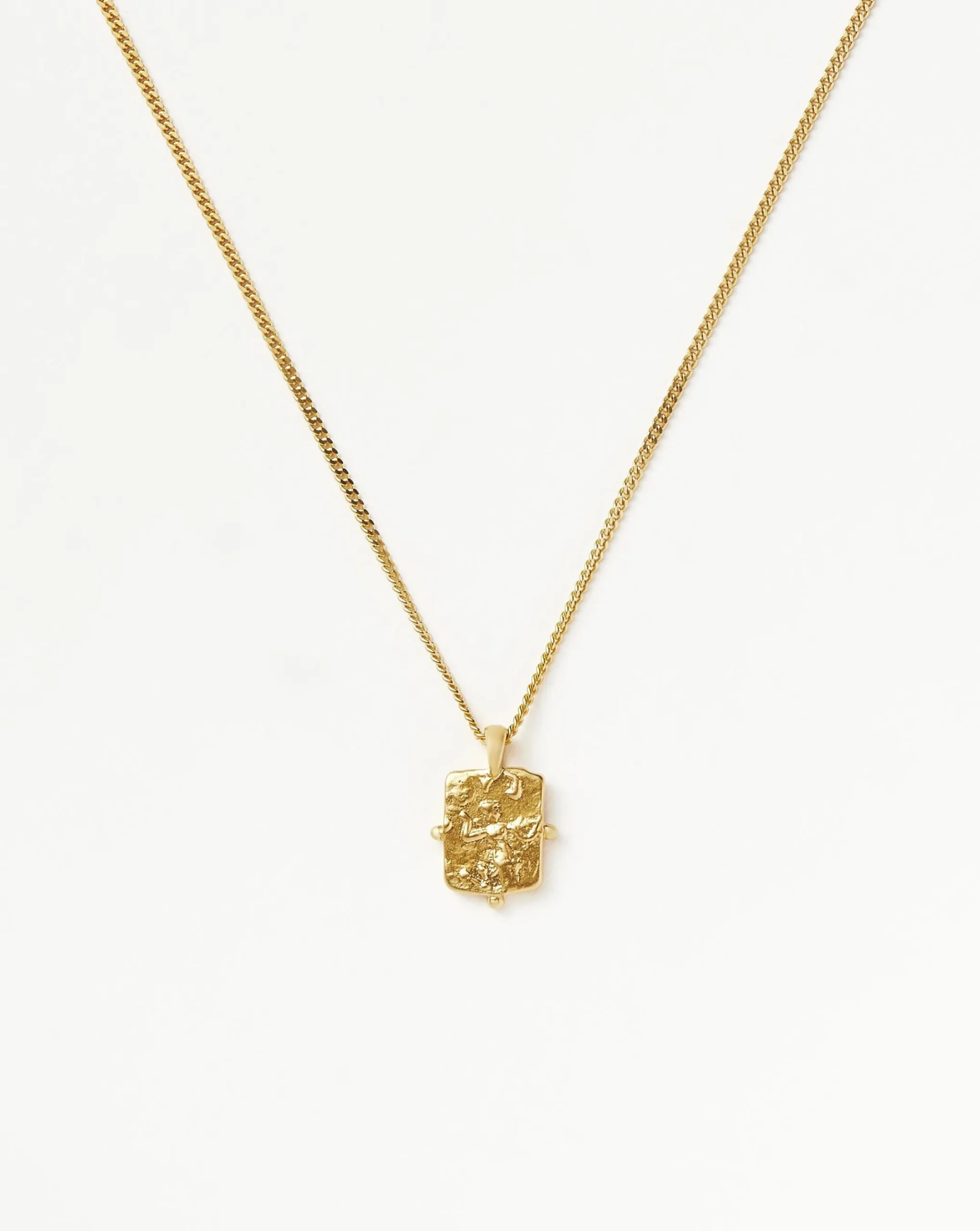 Lucy Williams Engravable Beaded Square Coin Pendant Necklace