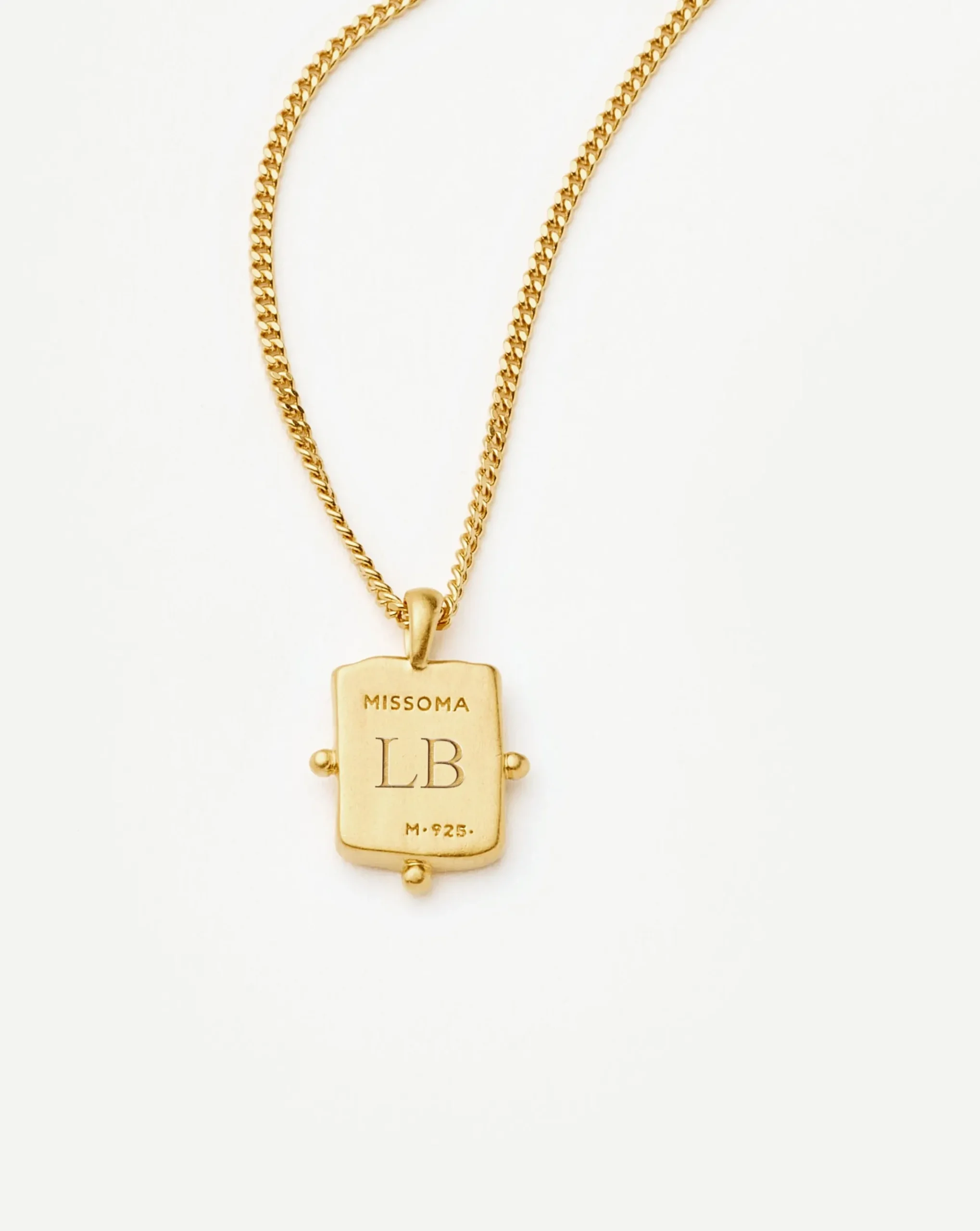 Lucy Williams Engravable Beaded Square Coin Pendant Necklace