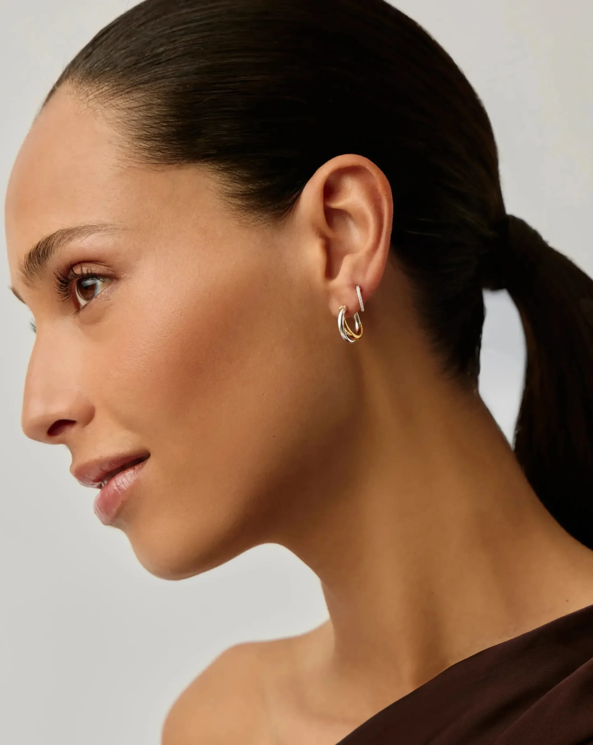 Lucy Williams Entwine Hoop Earrings & Pave Huggies Set