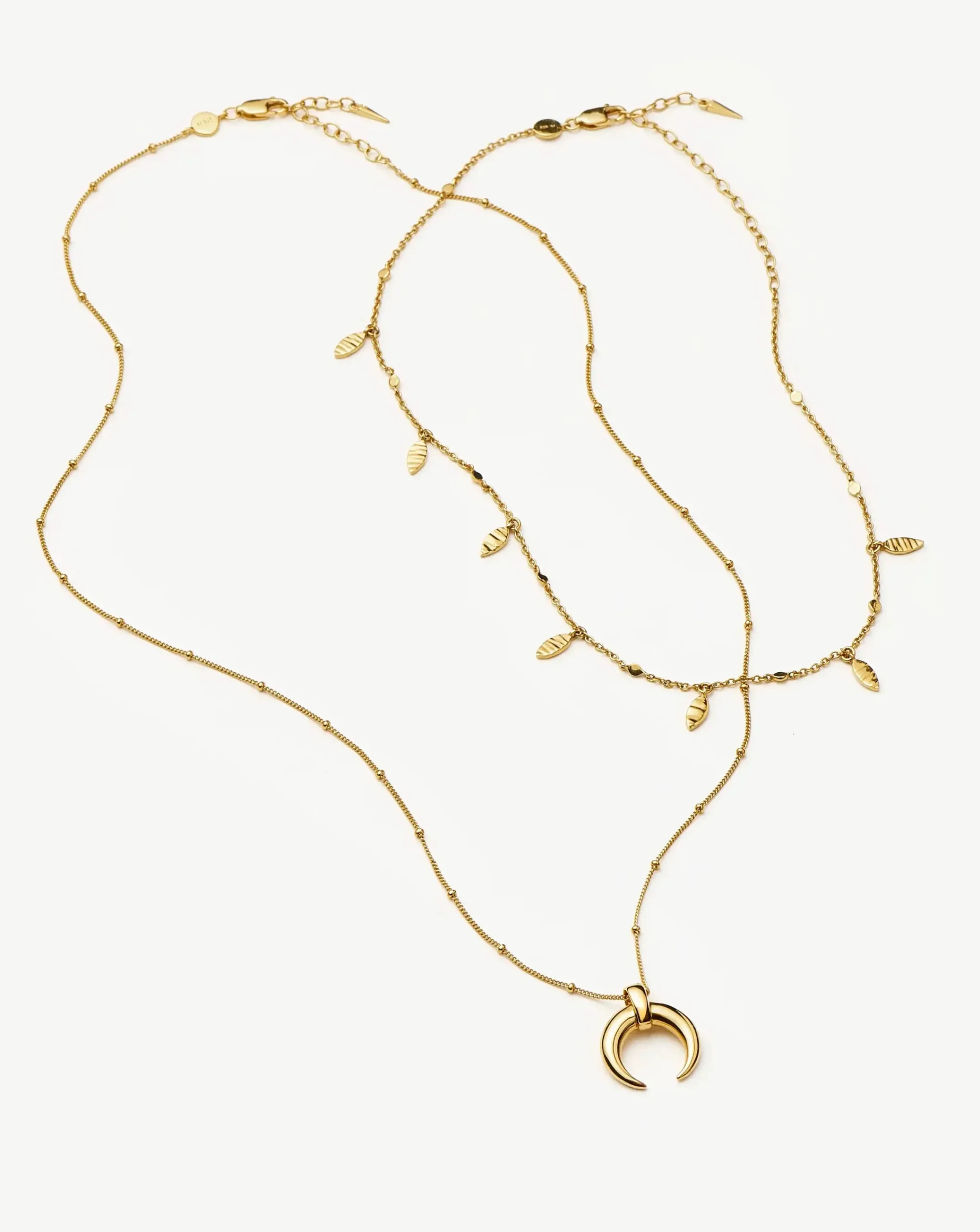 Lucy Williams Horn Necklace & Leaf Charm Choker Set