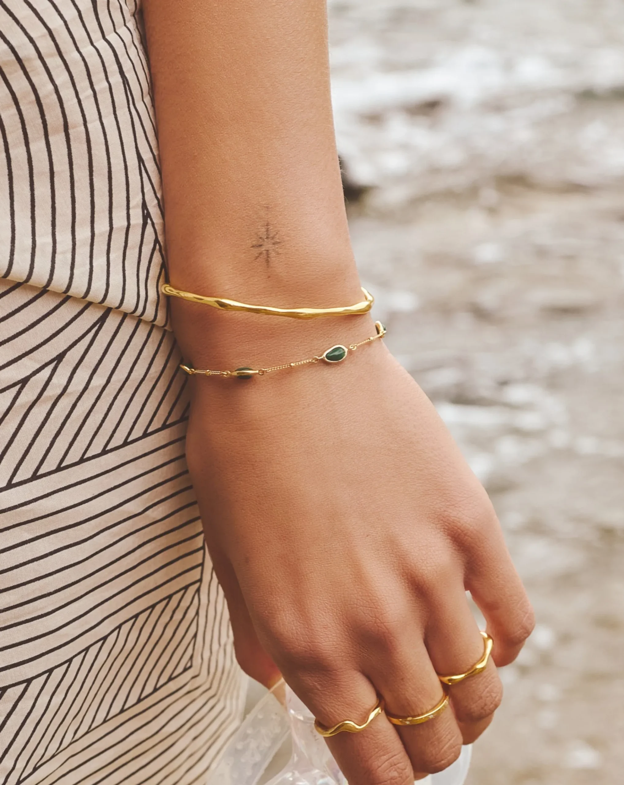 Magma Gemstone & Molten Cuff Bracelet Set