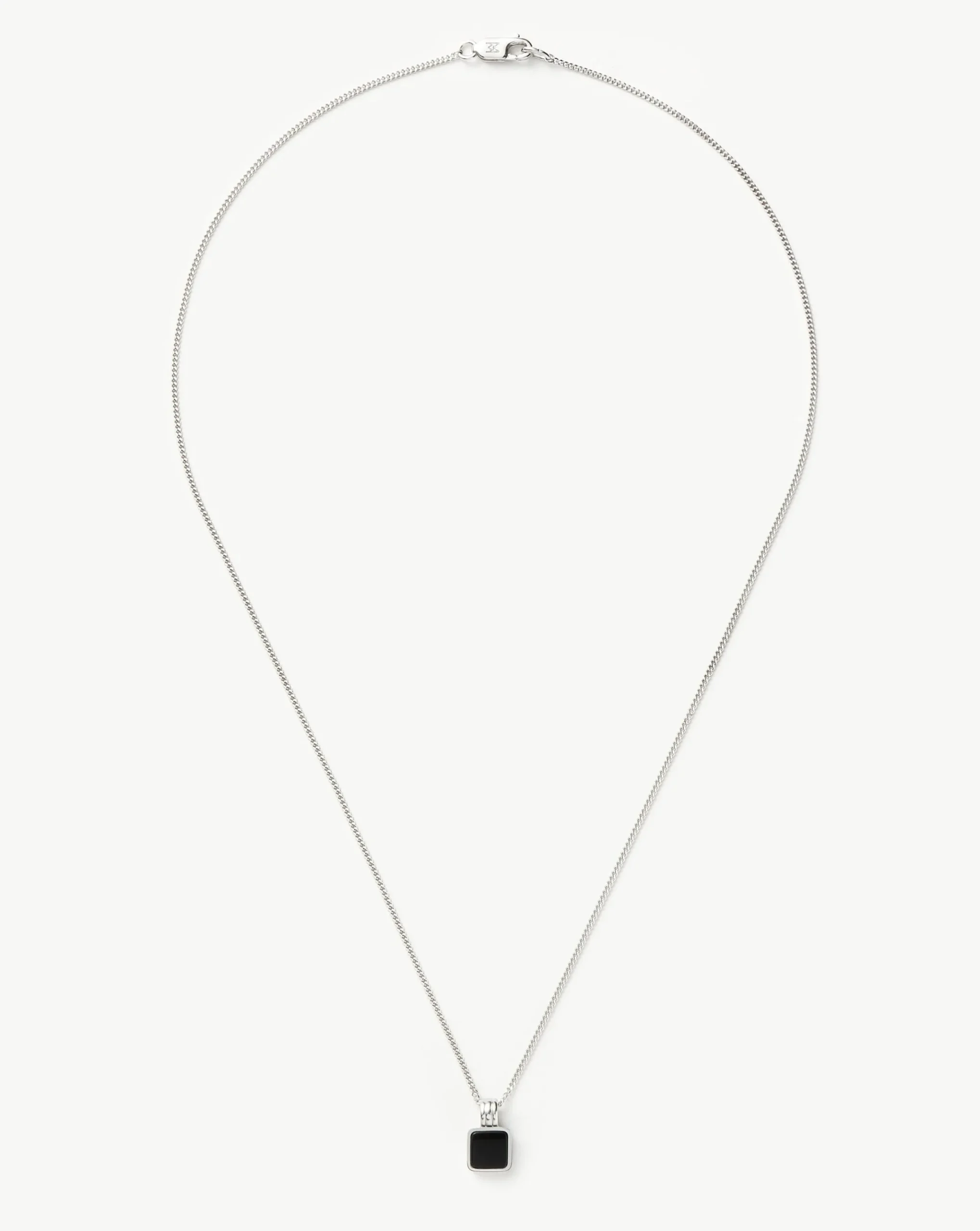 Mens Lucy Williams Square Black Onyx Pendant Necklace