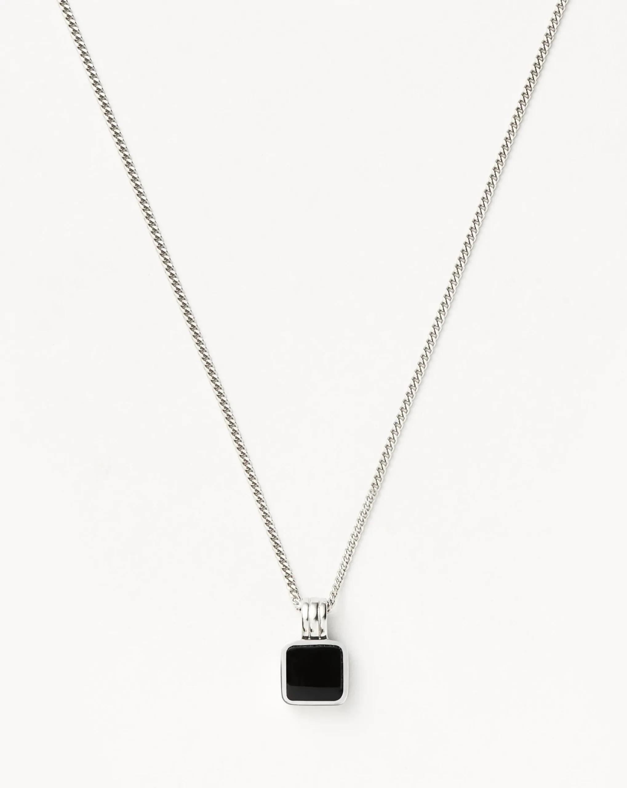 Mens Lucy Williams Square Black Onyx Pendant Necklace