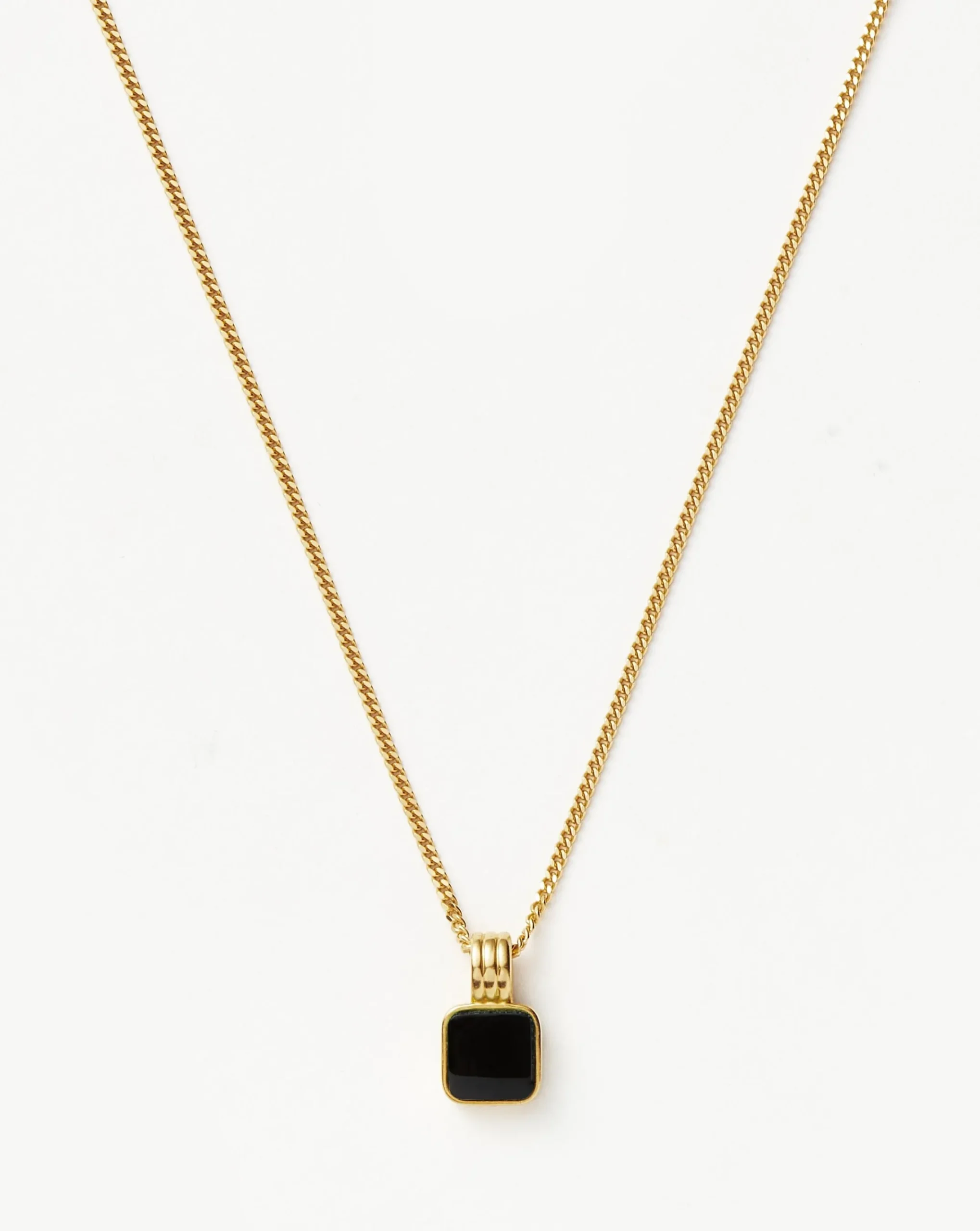 Mens Lucy Williams Square Black Onyx Pendant Necklace