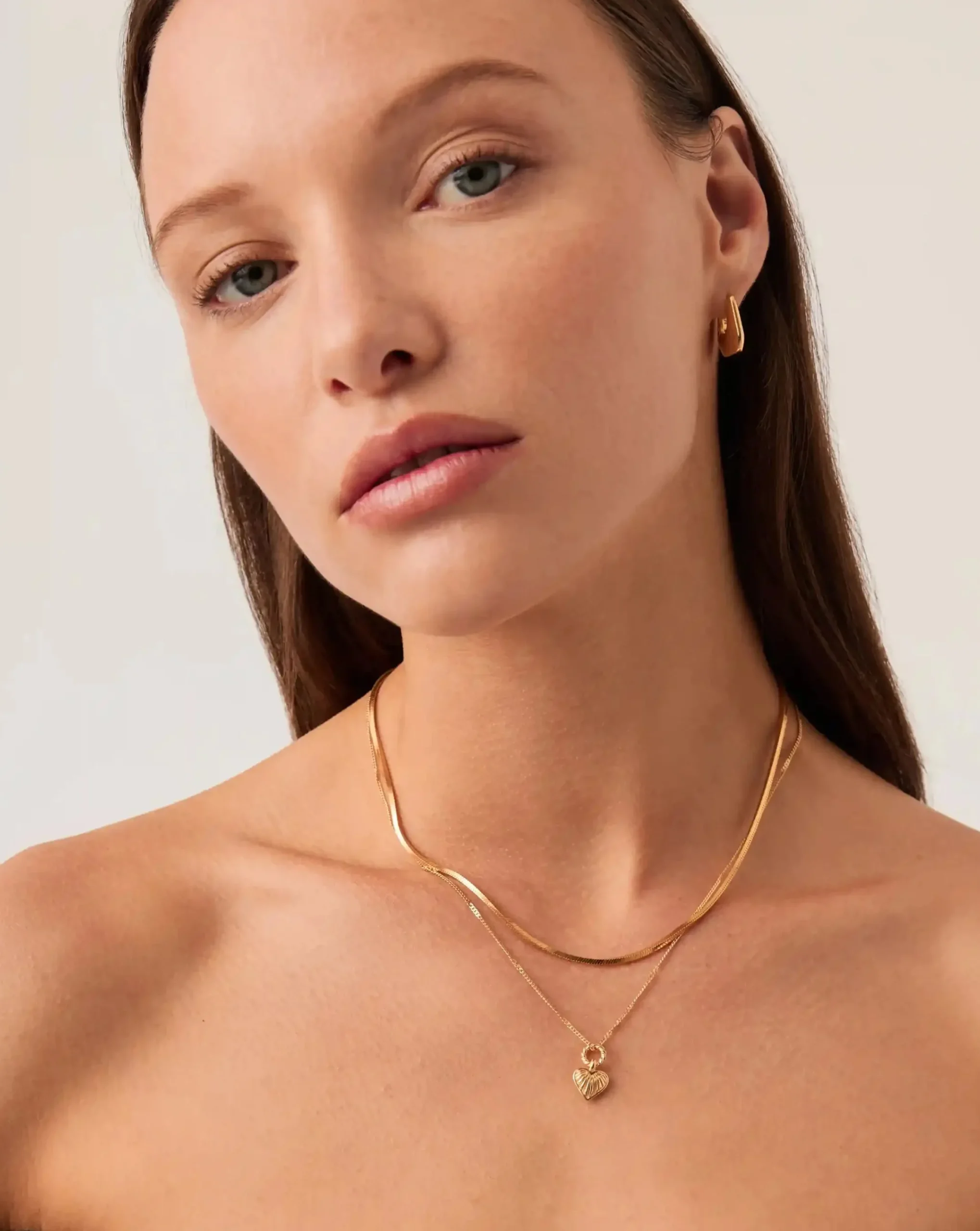 Mini Ridge Heart Chain Necklace Set