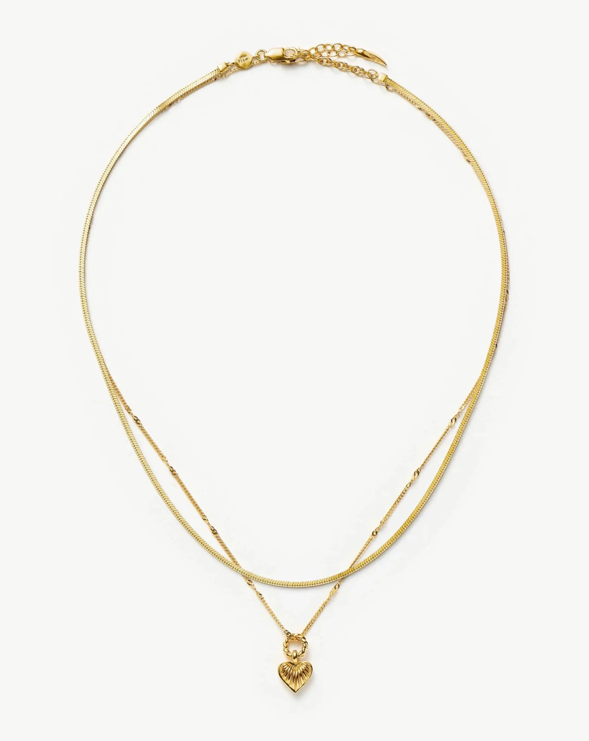 Mini Ridge Heart Chain Necklace Set