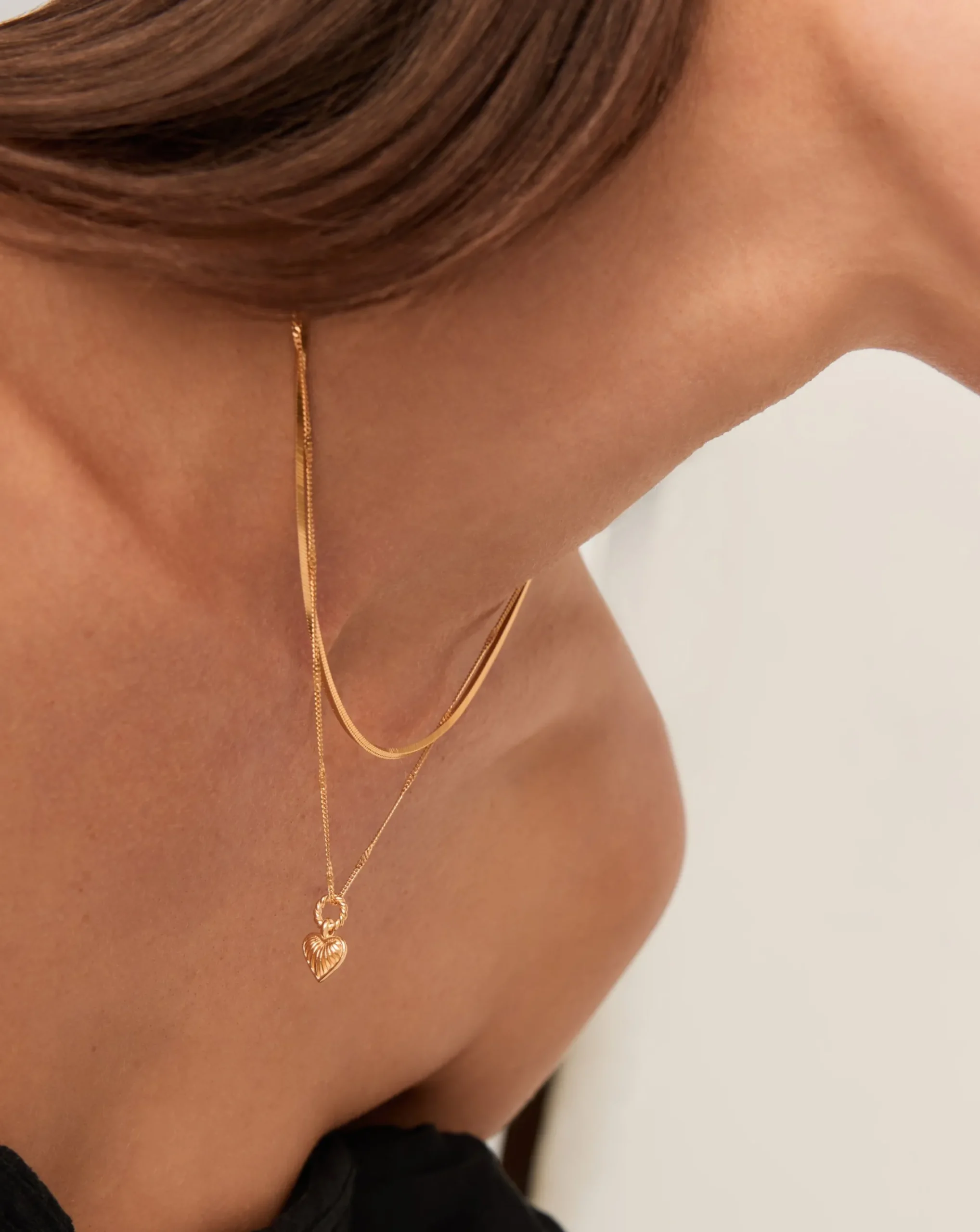 Mini Ridge Heart Charm Pendant Necklace