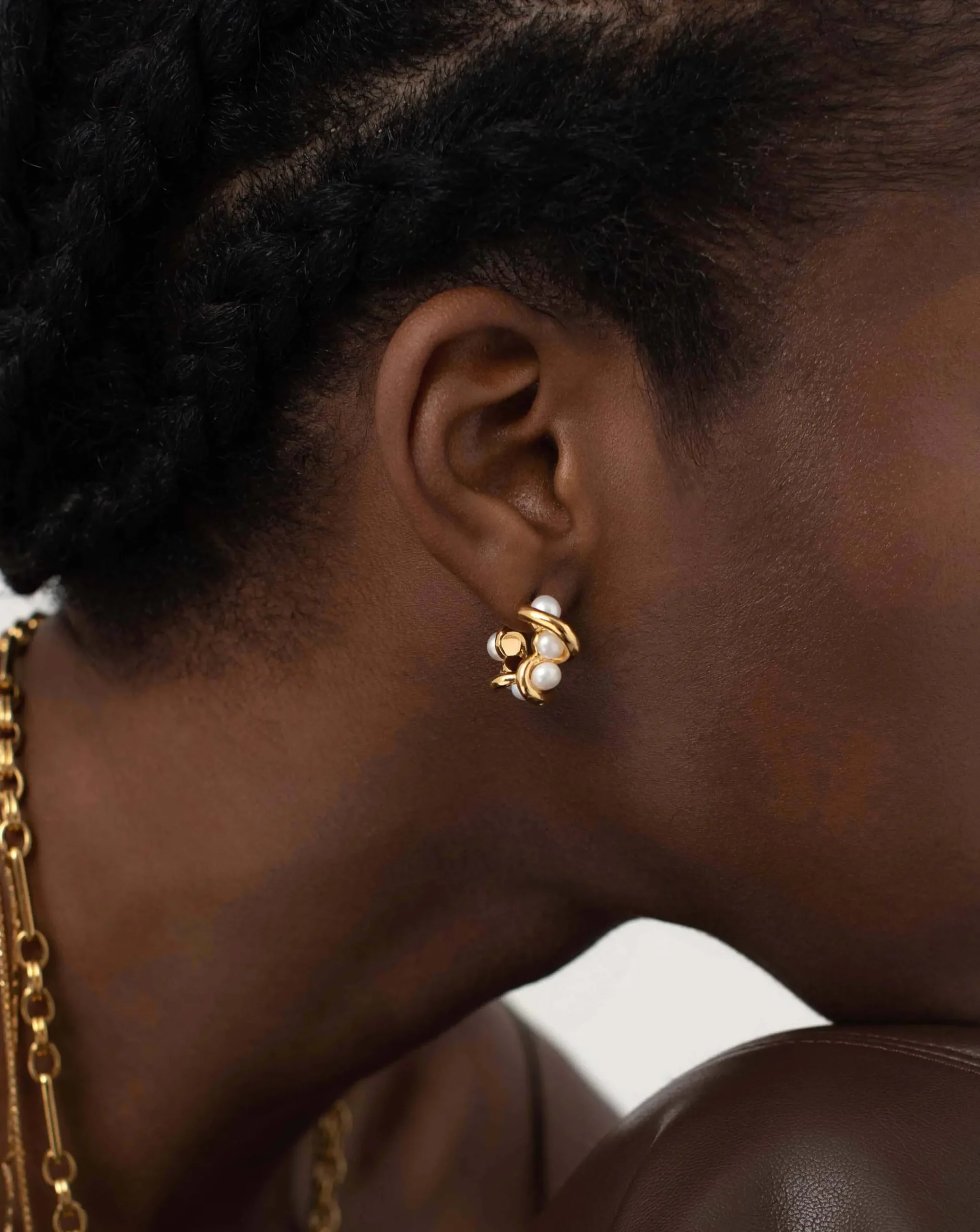 Molten Pearl Twisted Mini Double Hoop Earrings