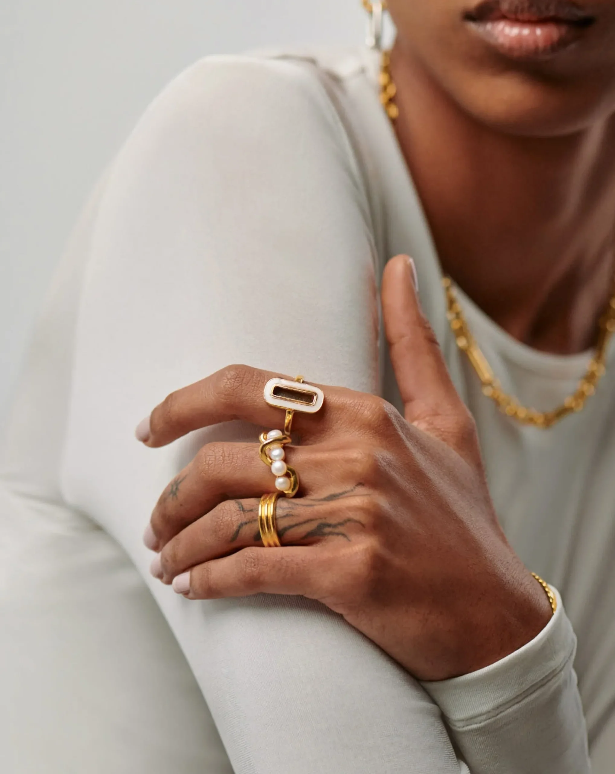 Molten Pearl Twisted Stacking Ring