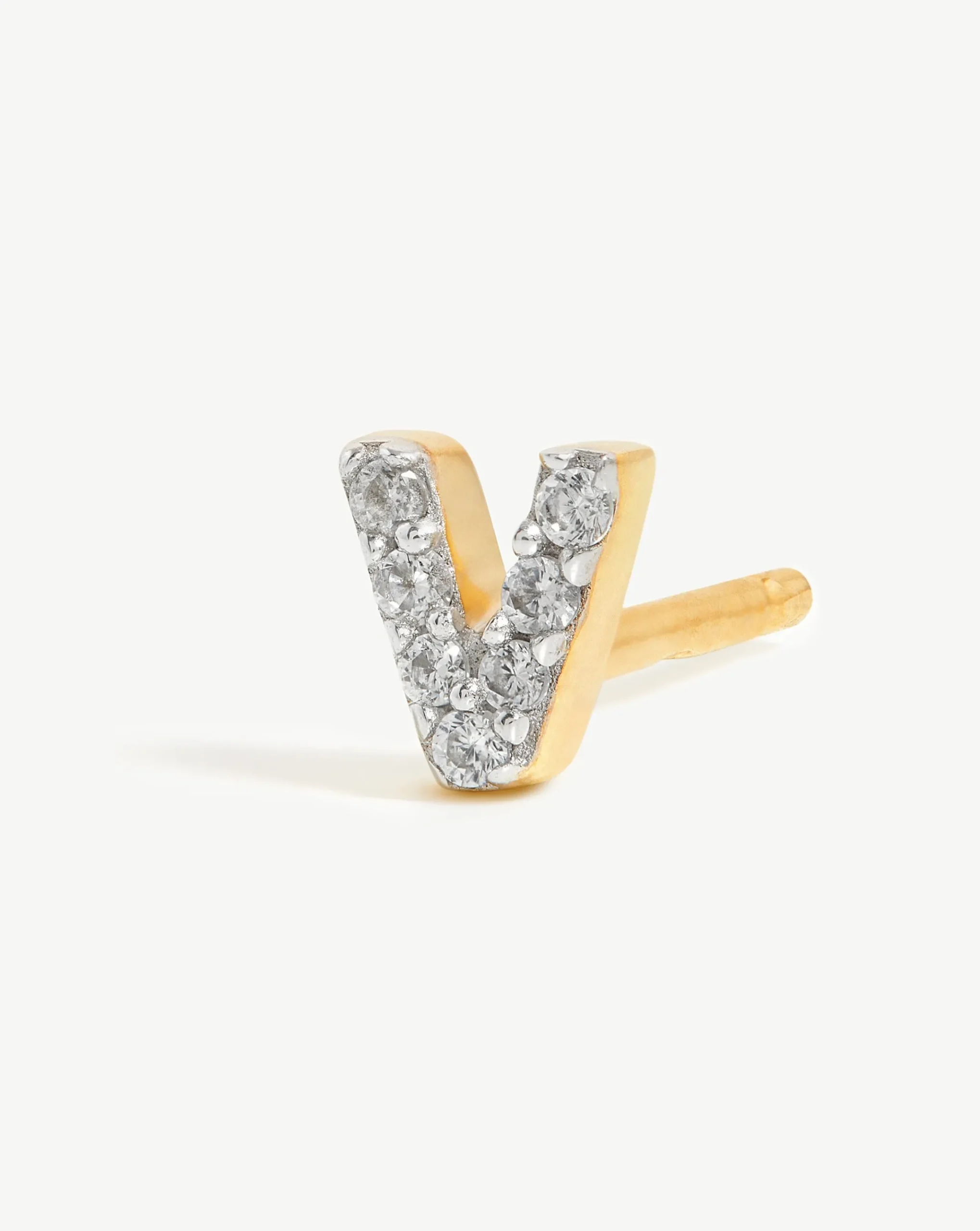 Pave Initial Single Stud Earring - Initial V