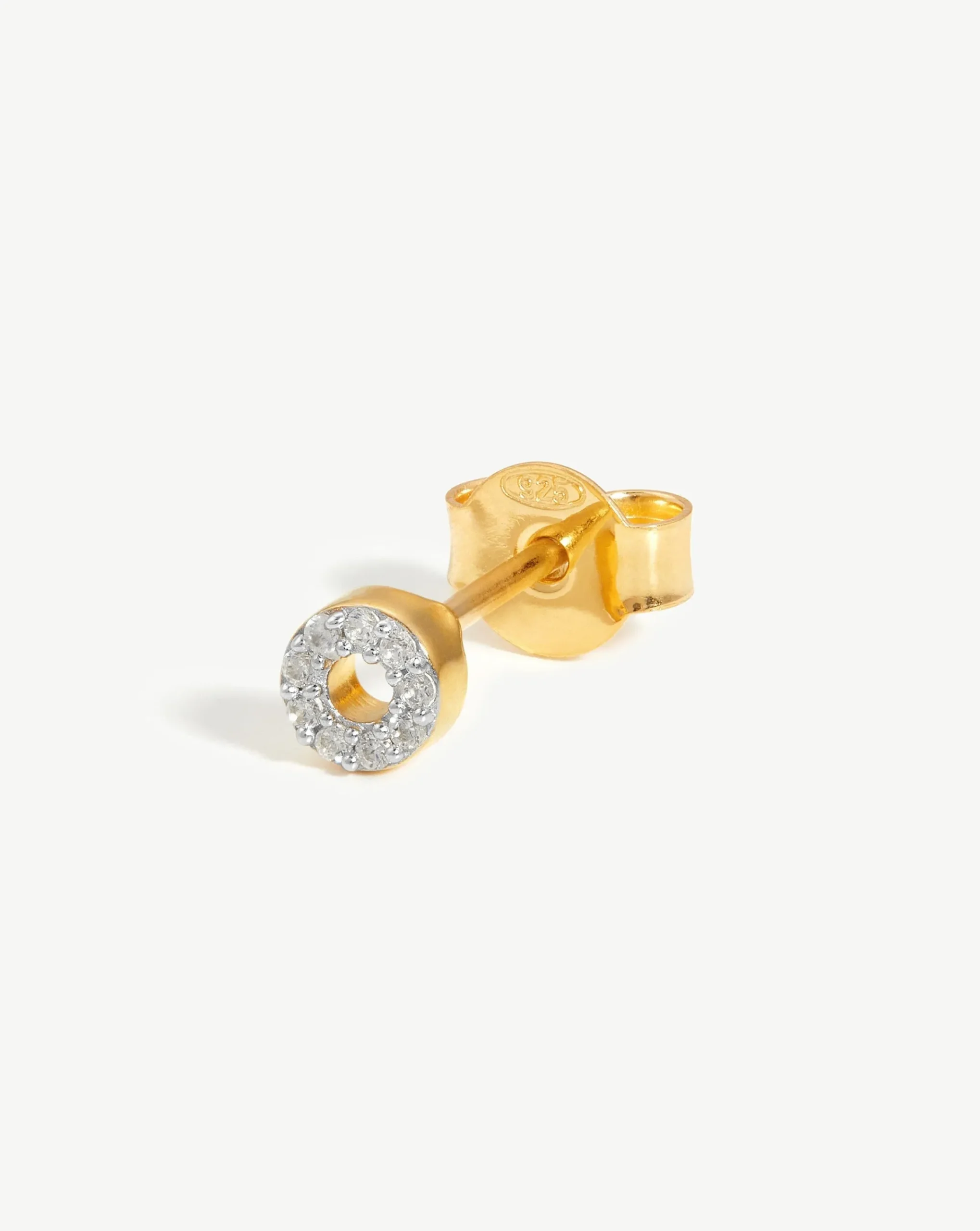 Pave Initial Single Stud Earring - Initial O