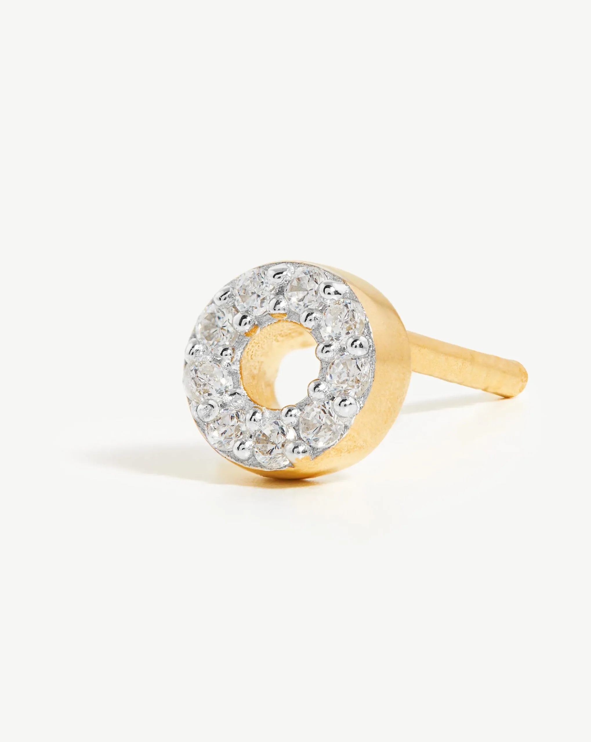 Pave Initial Single Stud Earring - Initial O