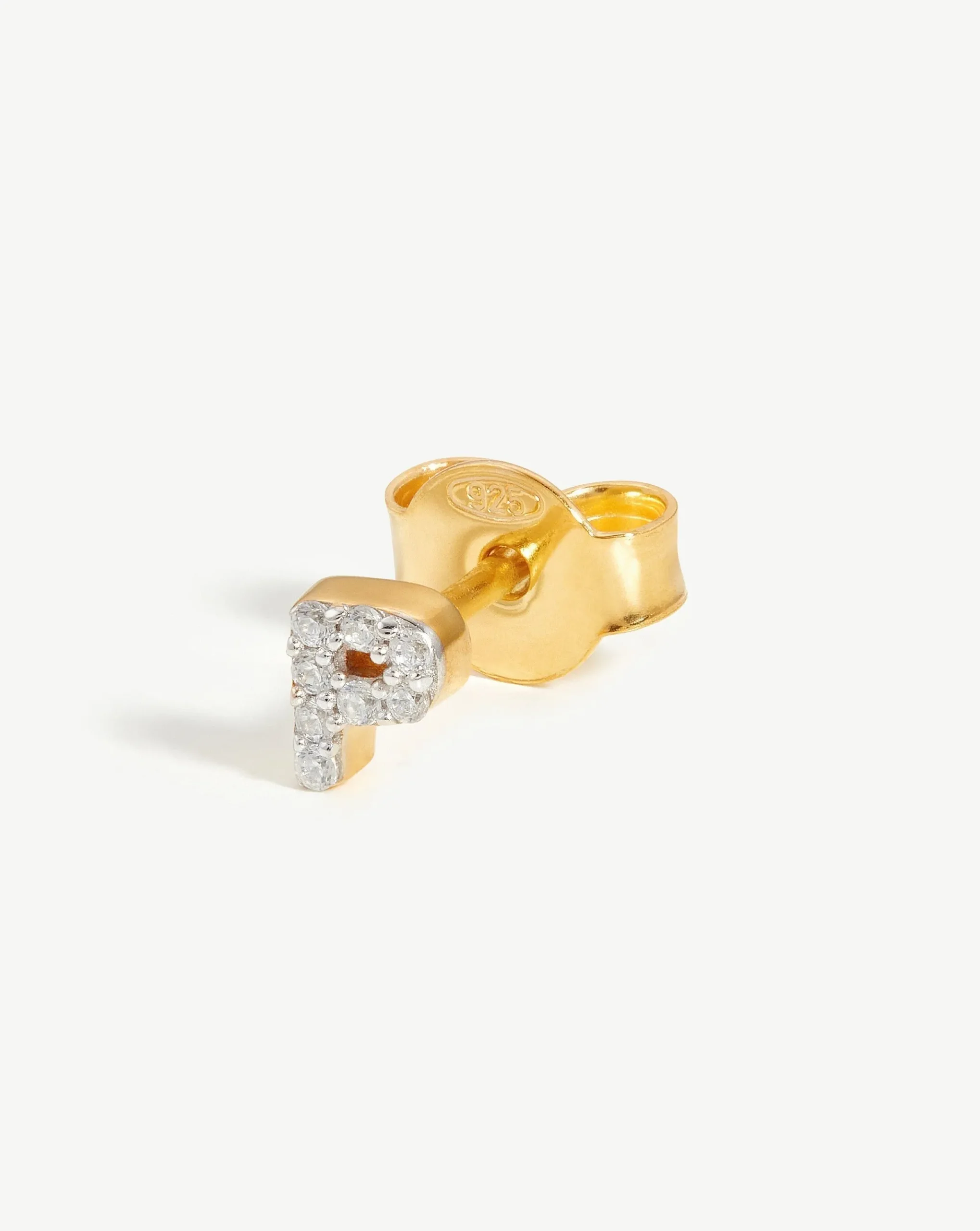 Pave Initial Single Stud Earring - Initial P