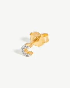 Pave Initial Single Stud Earring - Initial C